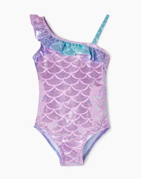Фиолетовый слитный купальник для девочки-0
