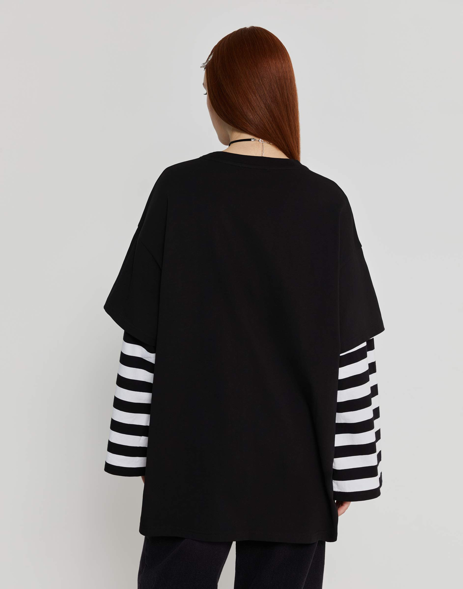 Футболка oversize в полоску с двойным рукавом GKT022461-2 купить по ...