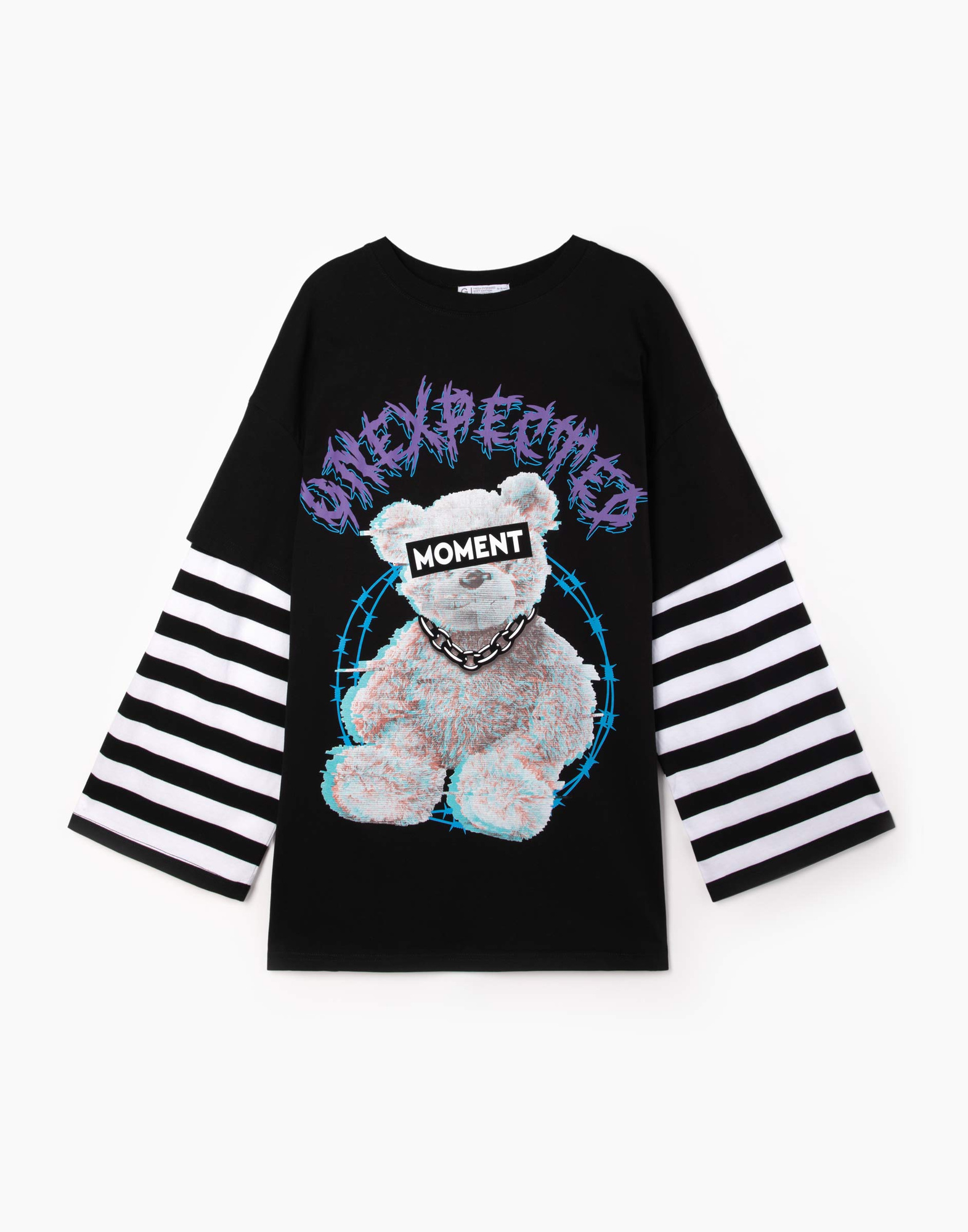 Футболка oversize в полоску с двойным рукавом GKT022461-2 купить по ...