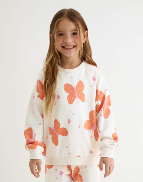 Молочный кроп-топ в рубчик с вышивкой для девочки GTN004563