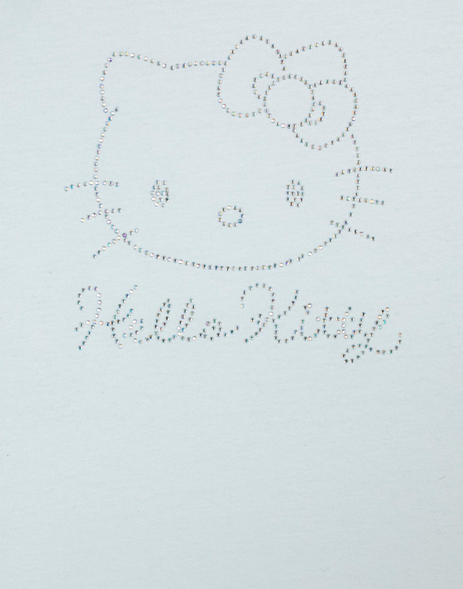 Голубая футболка с аппликацией из страз Hello Kitty GKT026827-1