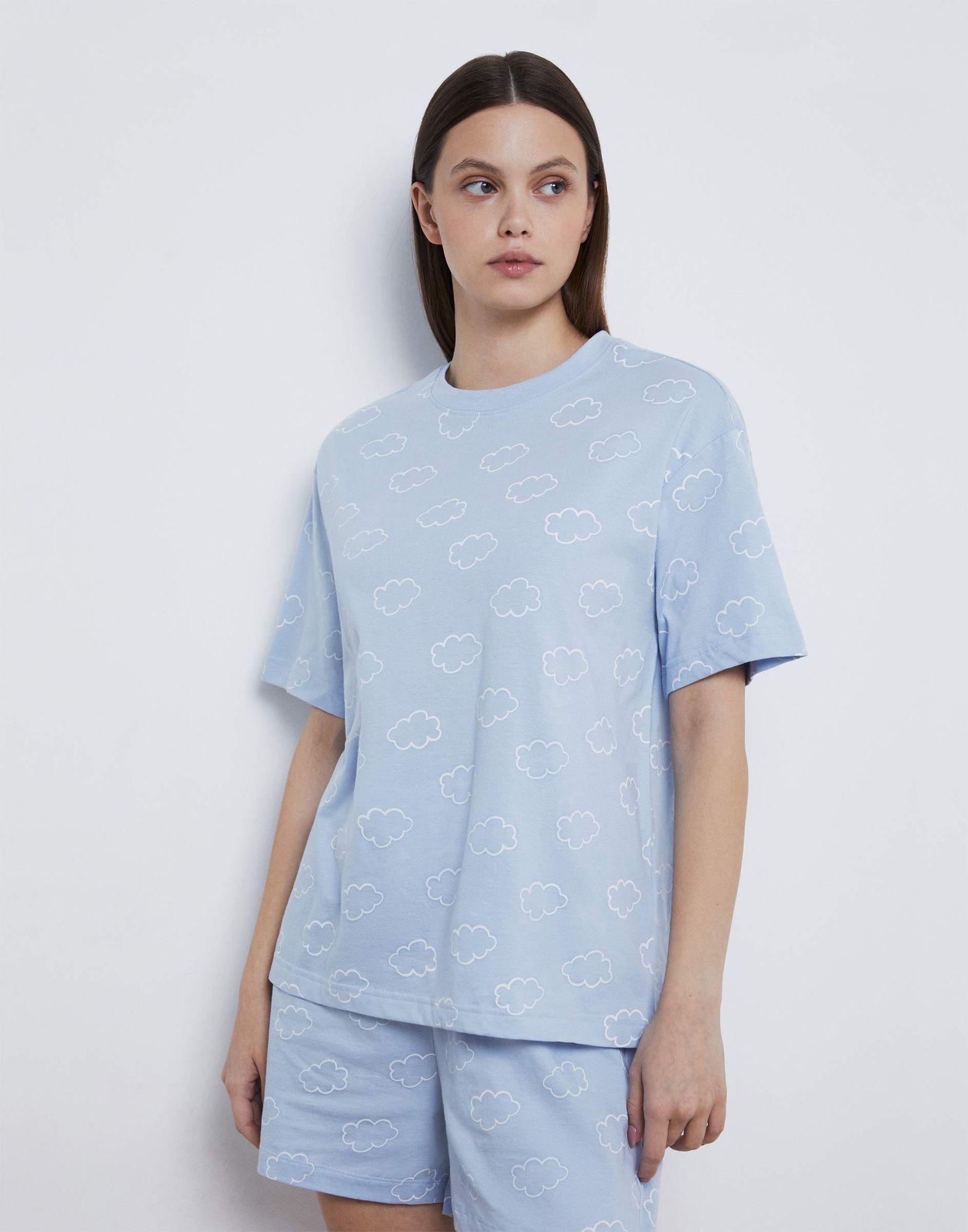 Голубая пижама с облаками-0
