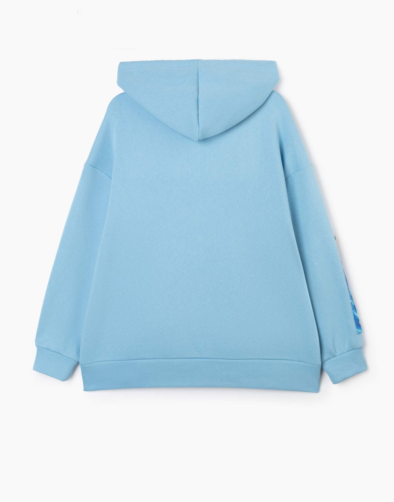 Голубое худи oversize с аниме-принтом для девочки-3