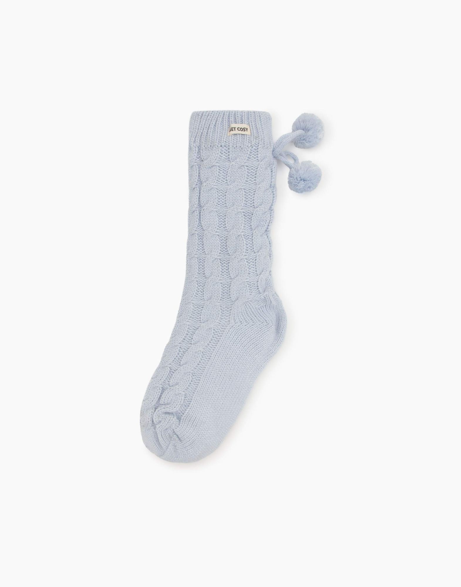 Голубые носки с помпонами-0
