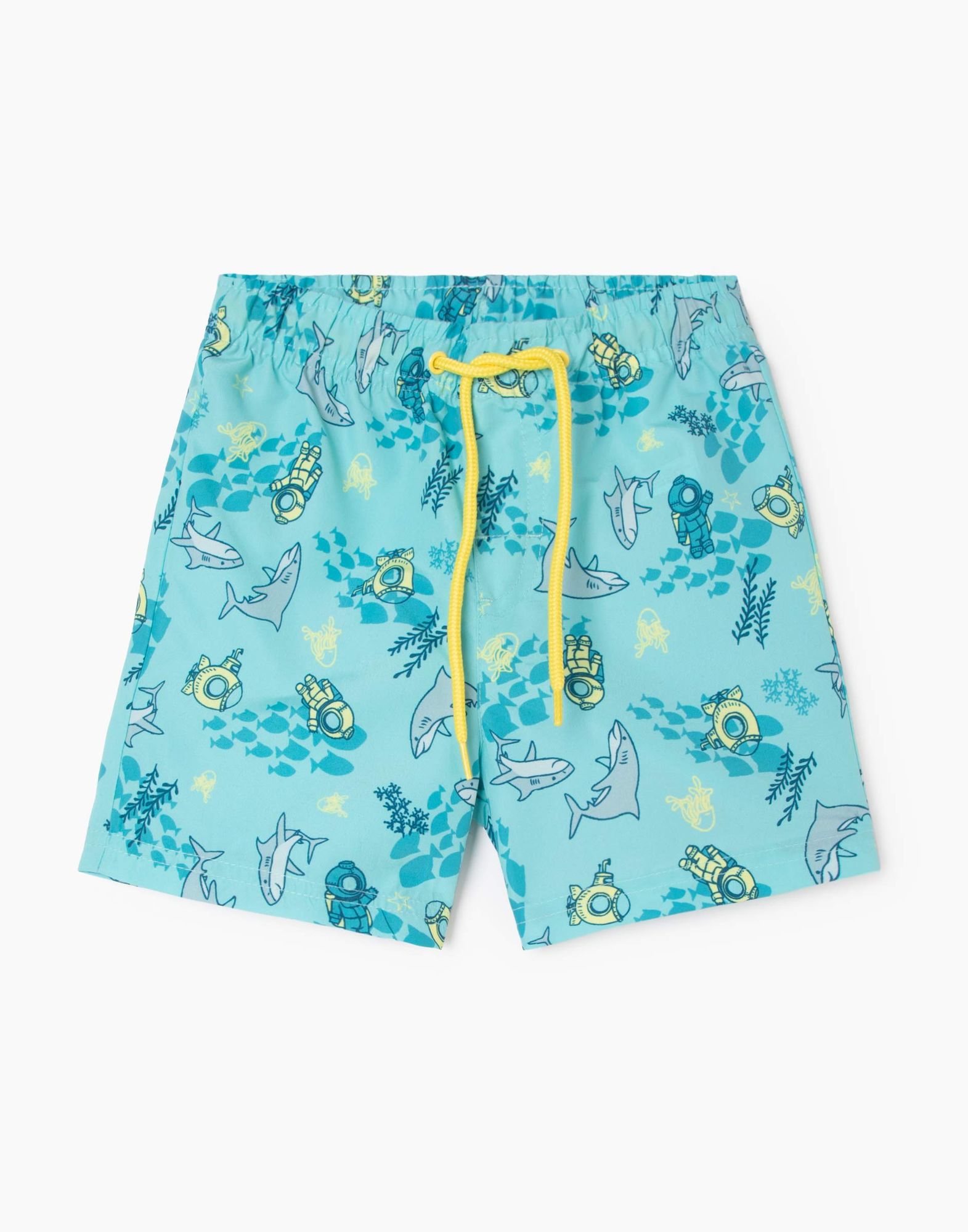 Голубые плавательные шорты с принтом для мальчика-0