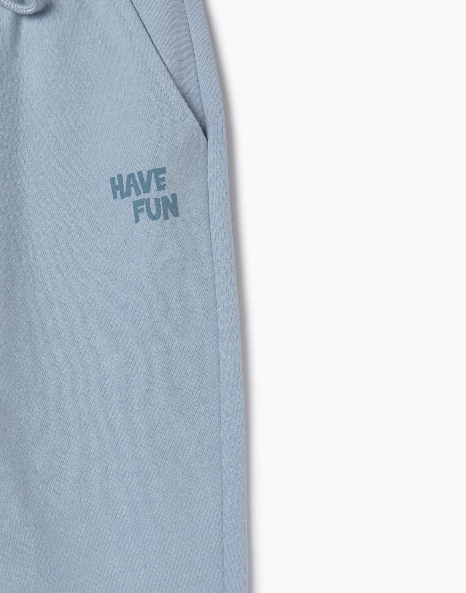 Голубые спортивные брюки Comfort с надписью Have Fun для мальчика-3