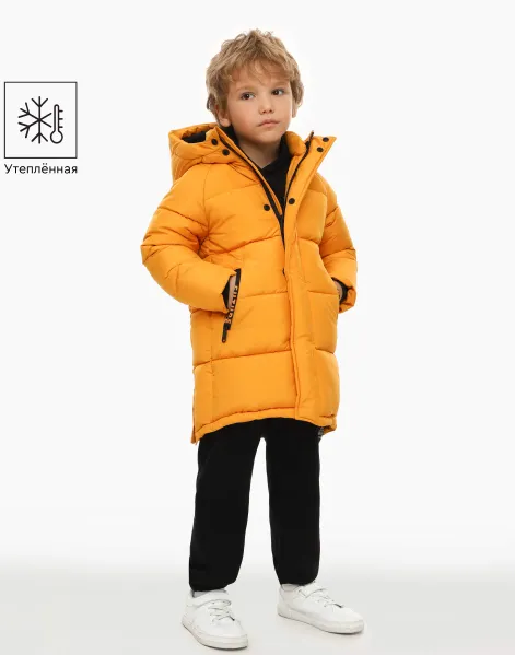 Горчичная утеплённая куртка с надписью  Future для мальчика-0