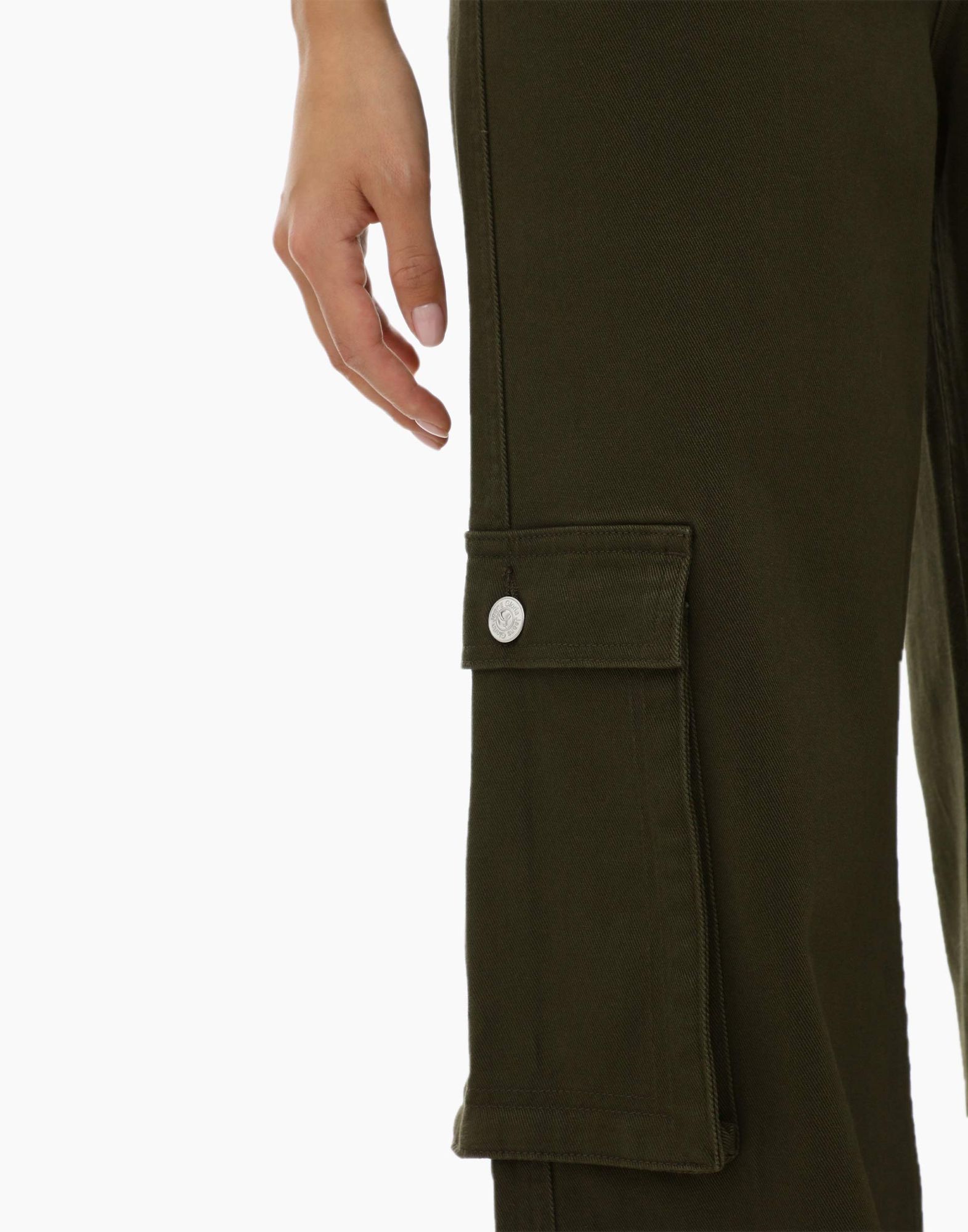 Хаки джинсы Wide leg Cargo -3