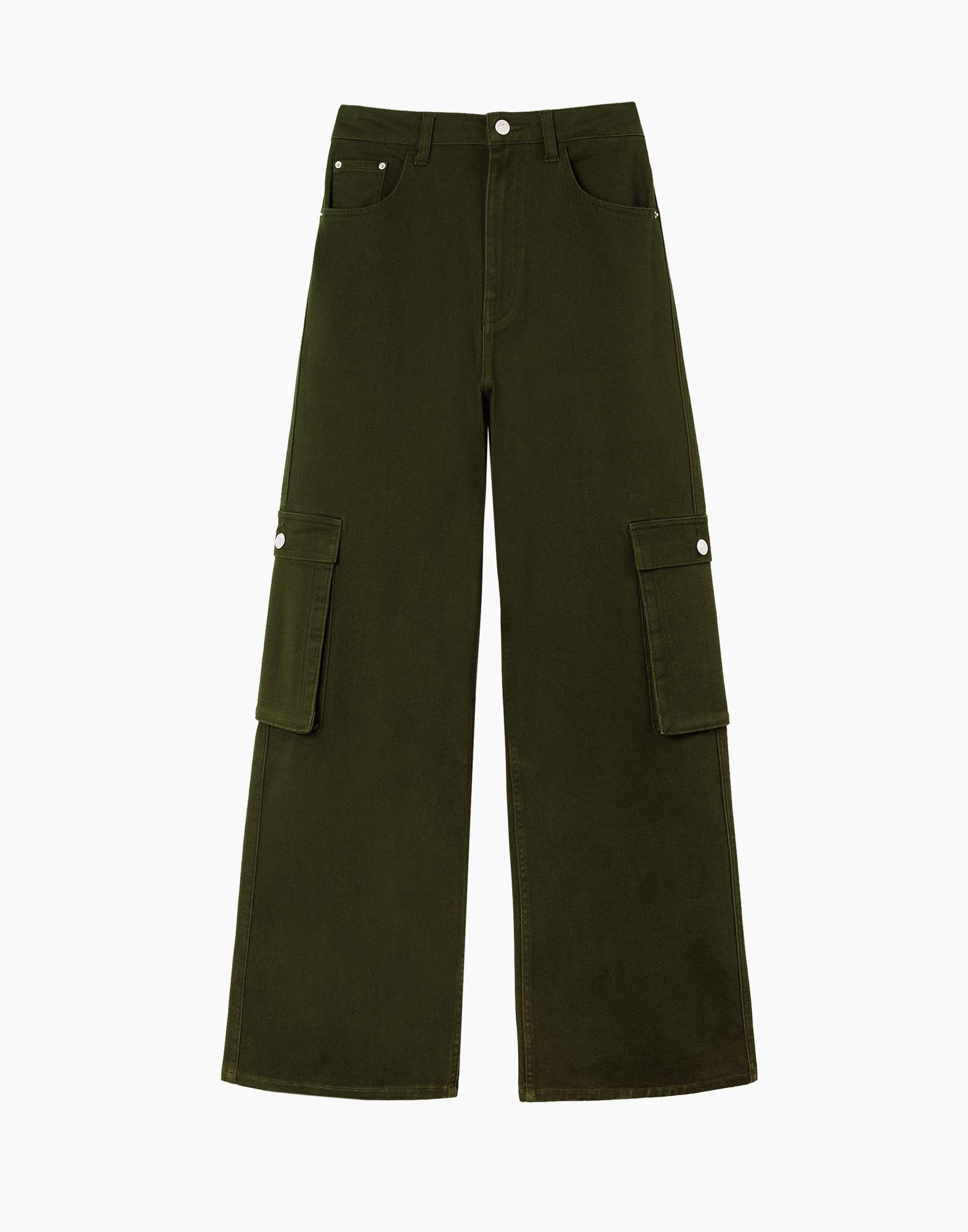Хаки джинсы Wide leg Cargo -4