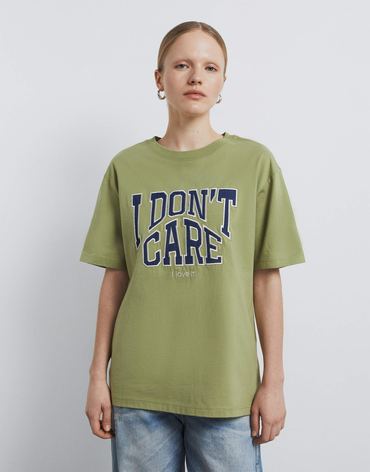 Хаки футболка oversize с аппликацией GKT024405-1 купить по цене от 699 ...