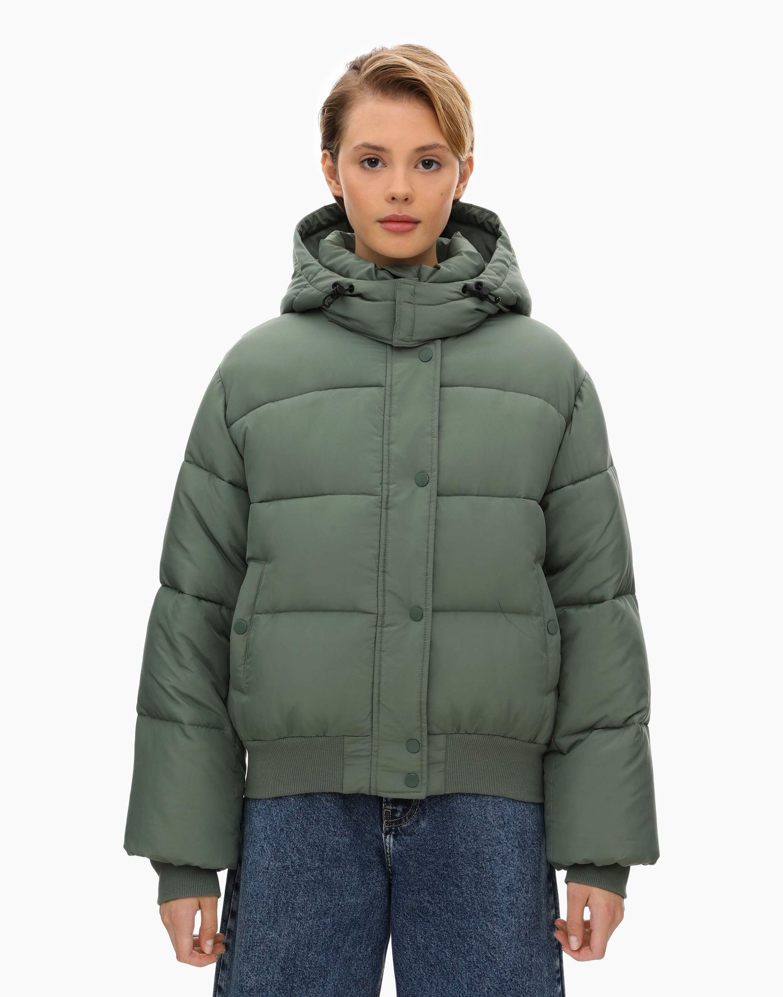 Хаки куртка oversize с синтепухом-1