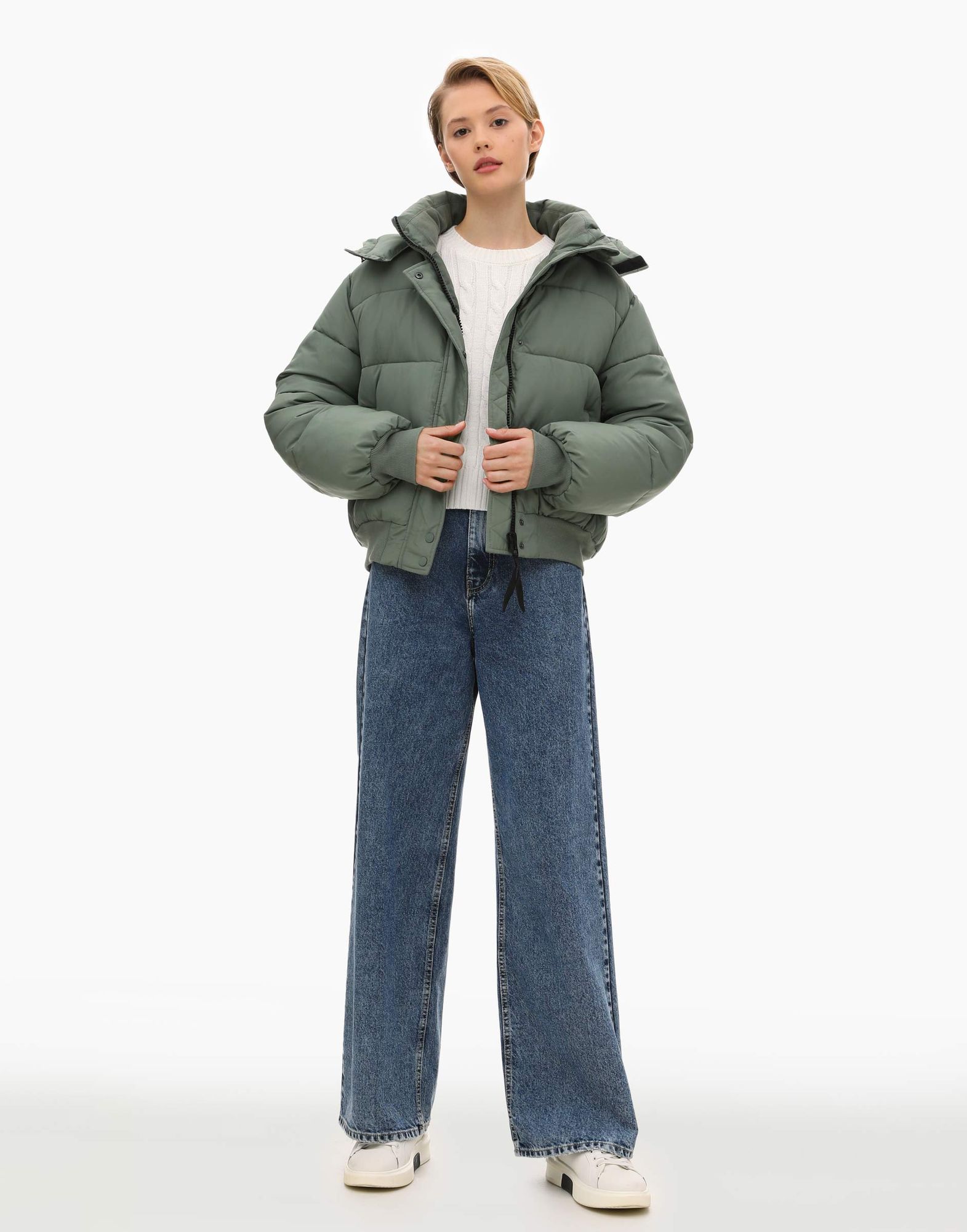 Хаки куртка oversize с синтепухом-3