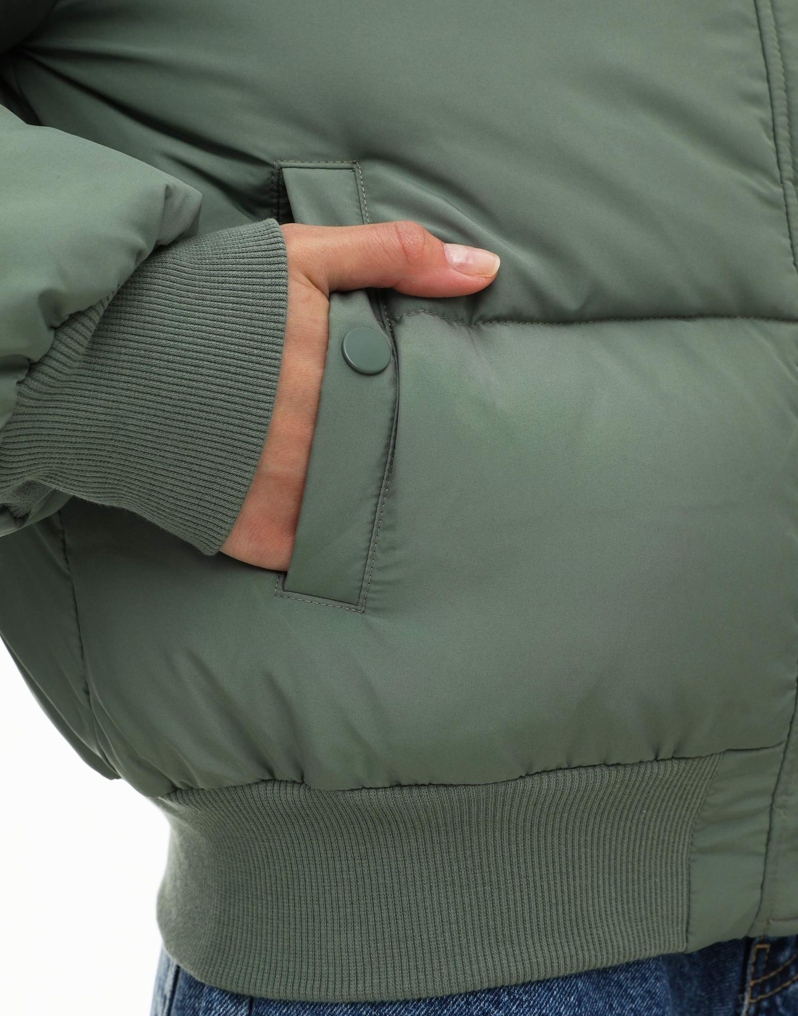 Хаки куртка oversize с синтепухом-4