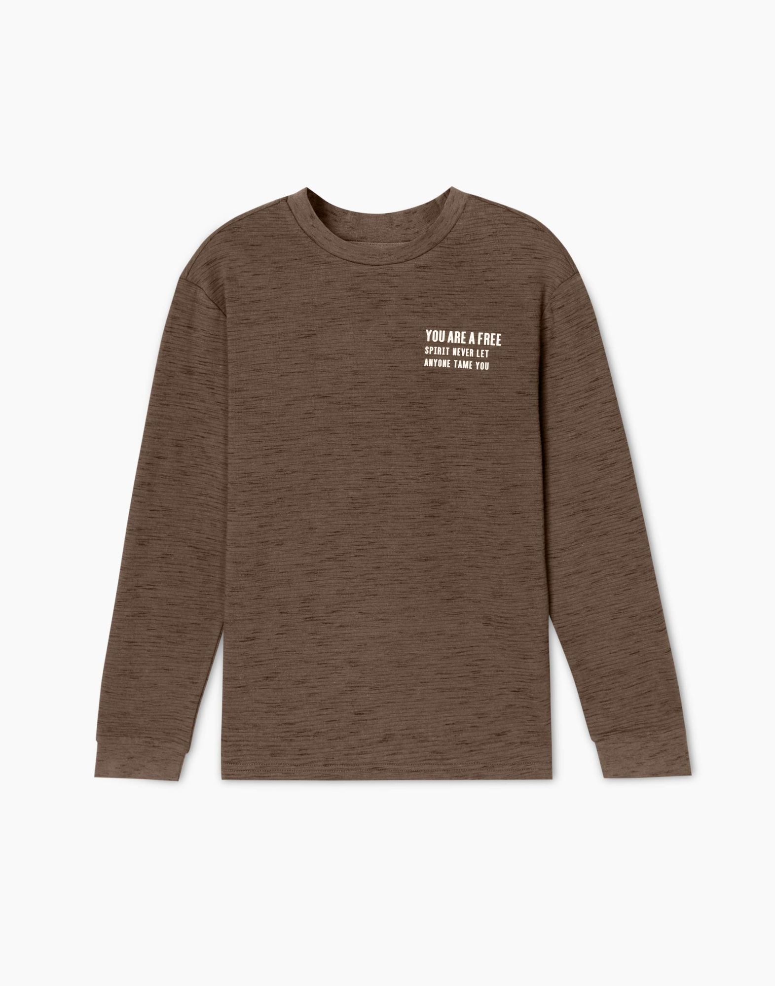 Хаки лонгслив oversize с надписью для мальчика-1