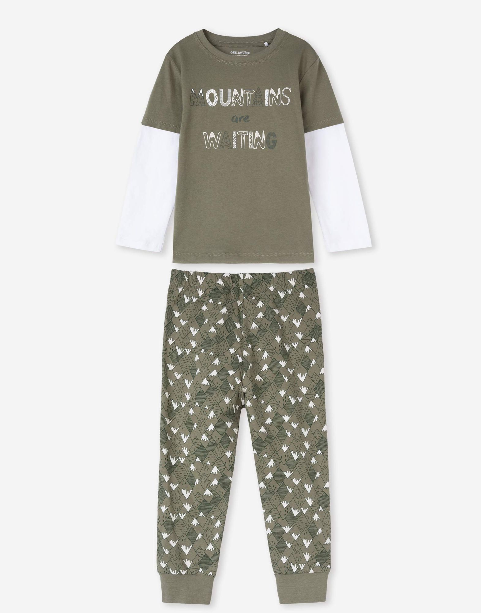 Хаки пижама с принтом для мальчика-0