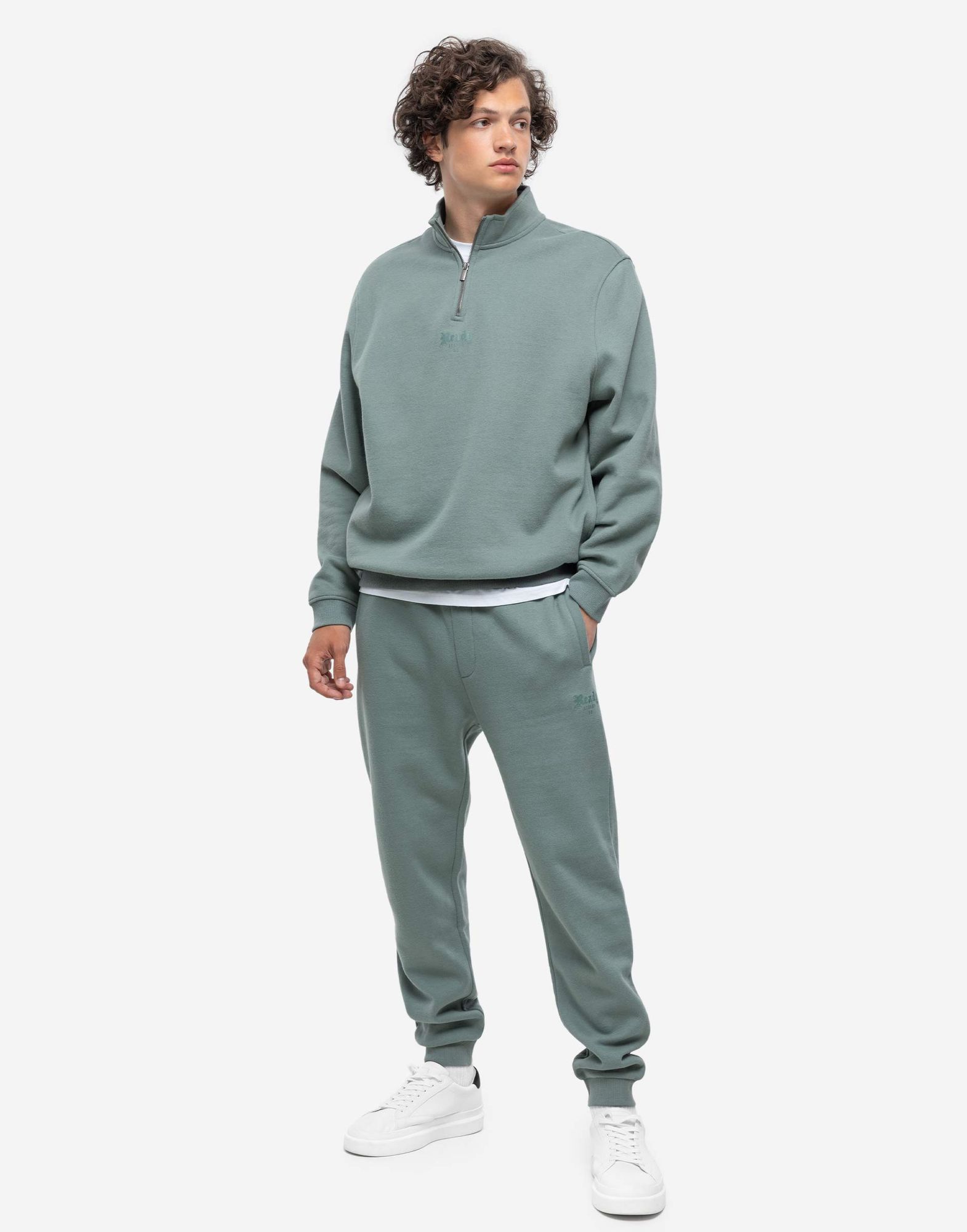 Хаки спортивные брюки Jogger с надписью Ready steady go-0