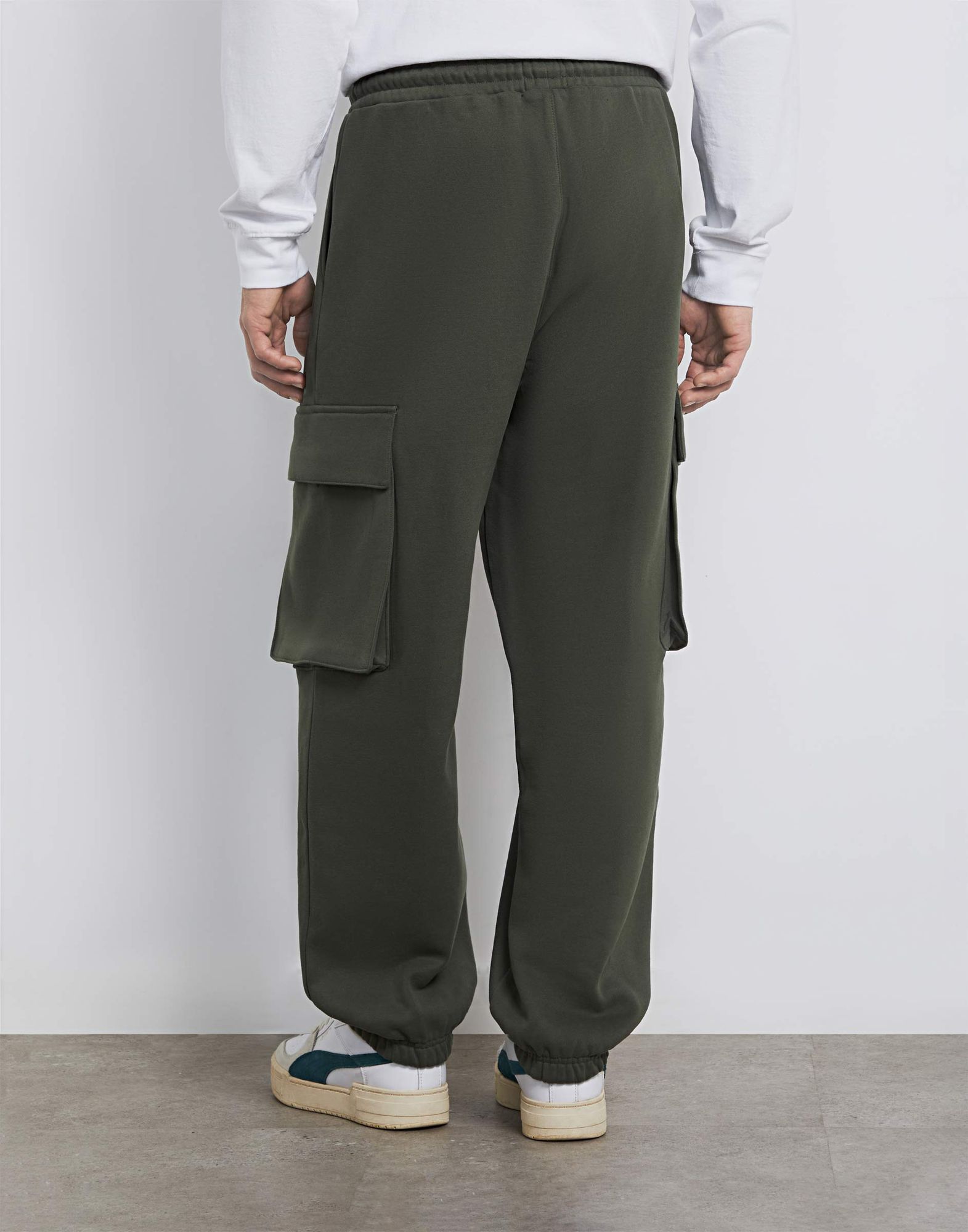 Хаки спортивные брюки Wide-leg Cargo-2
