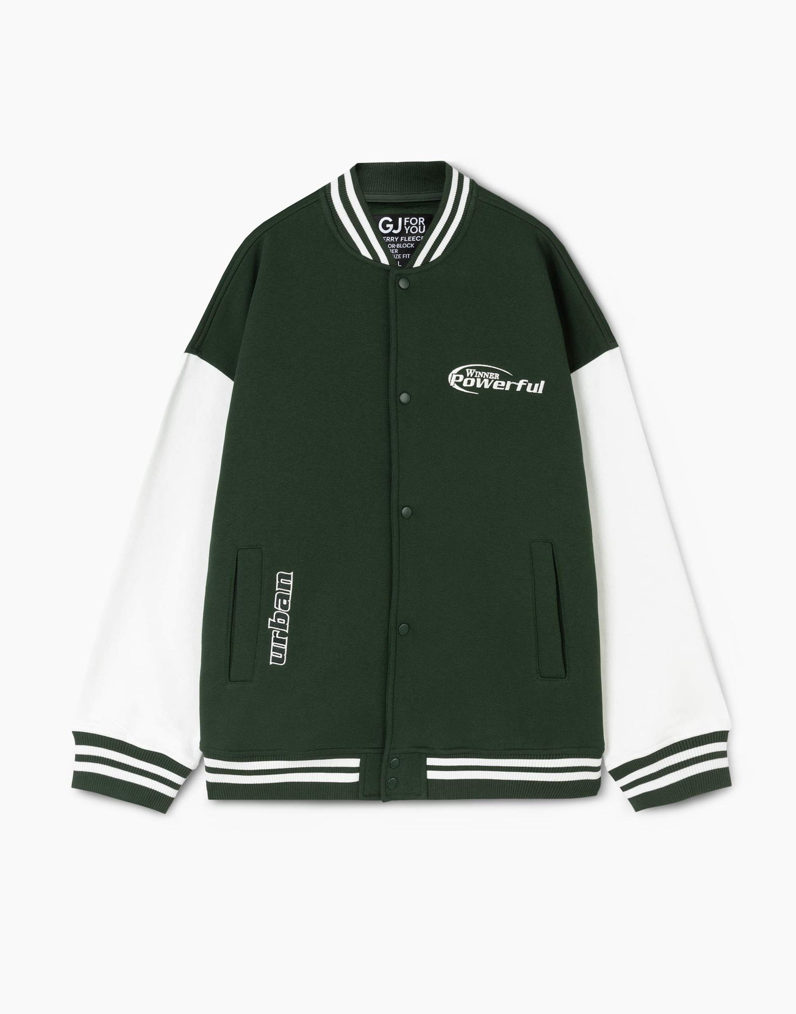 Хаки толстовка-бомбер oversize колор-блок с вышивкой BAC013063-2 купить ...
