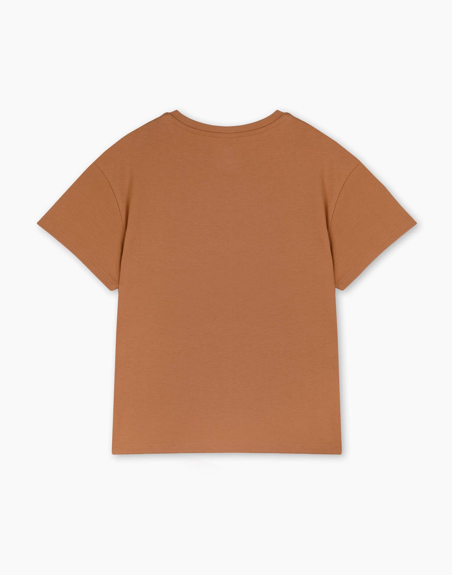 Коричневая футболка oversize с принтом для девочки GKT024480-1 купить ...