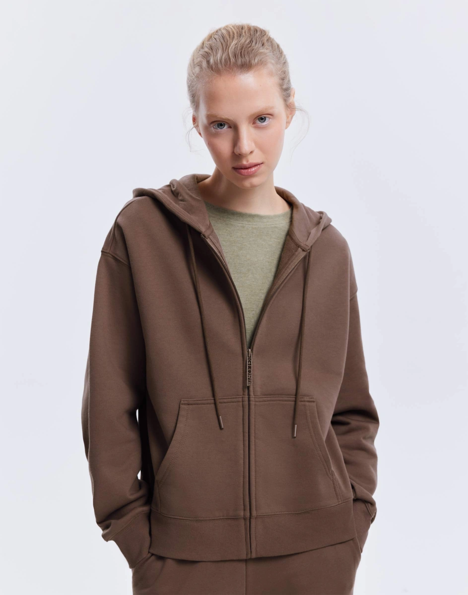 Коричневая толстовка на молнии oversize GAC024448-3 купить по цене от ...