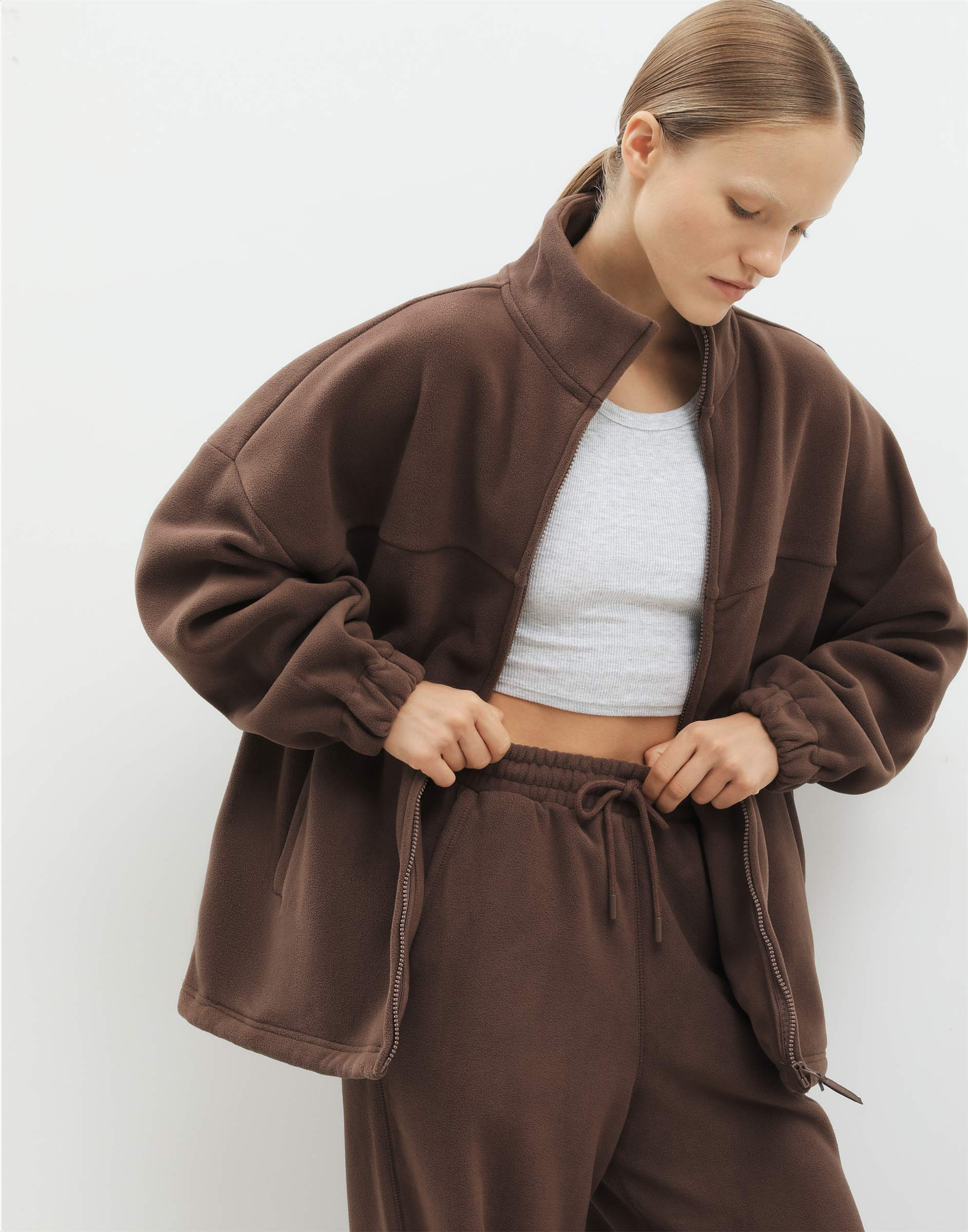 Коричневая толстовка-трансформер oversize GAC023409-3 купить по цене от ...