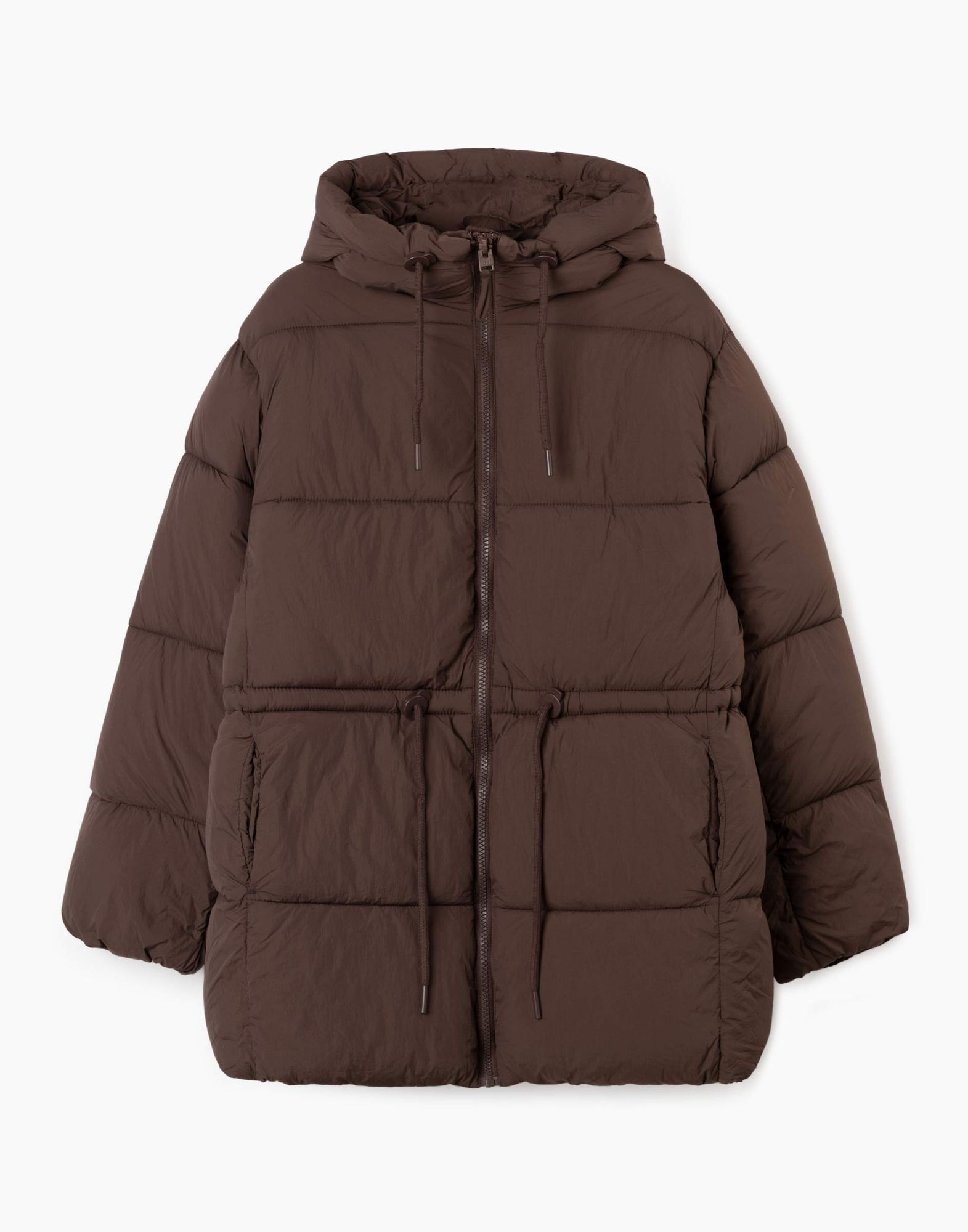 Коричневая утеплённая куртка с синтепухом для девочки-1