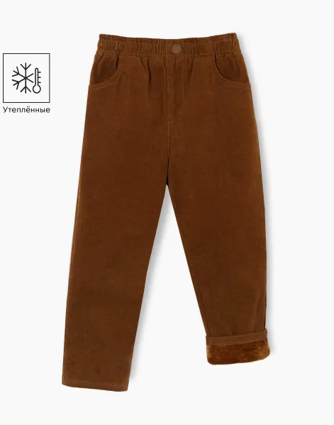 Коричневые утеплённые брюки Loose для мальчика-0
