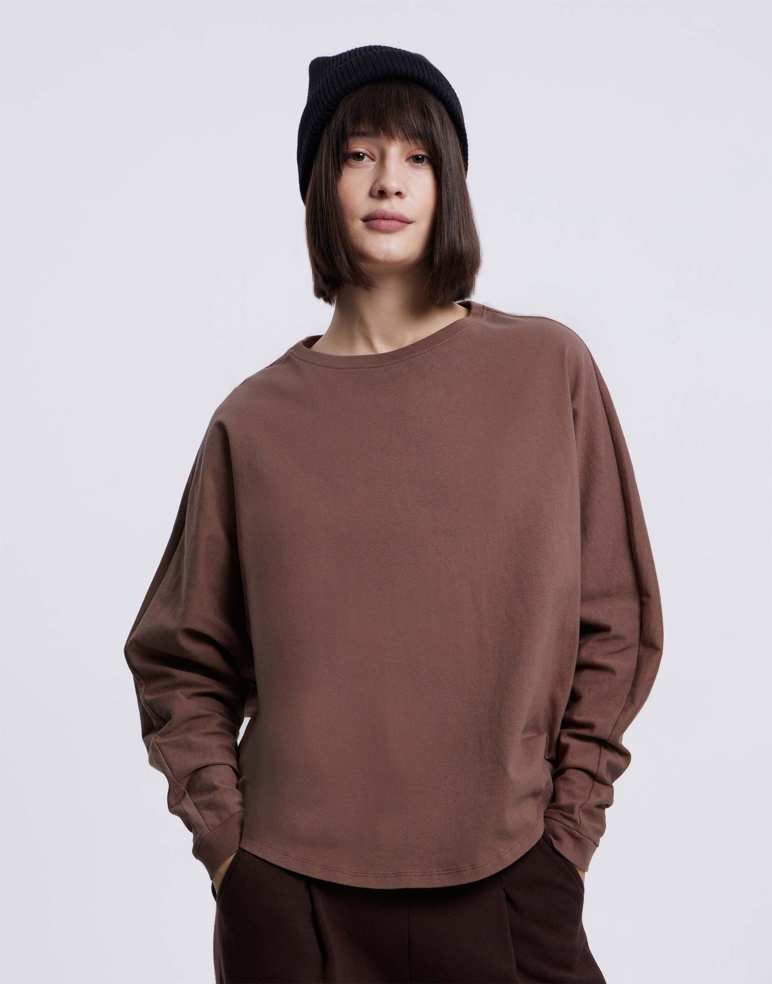 Коричневый лонгслив superoversize GKT022611-2 купить по цене от 399 ...