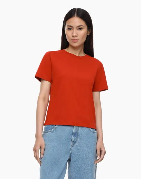 Красная базовая футболка Straight из джерси -0