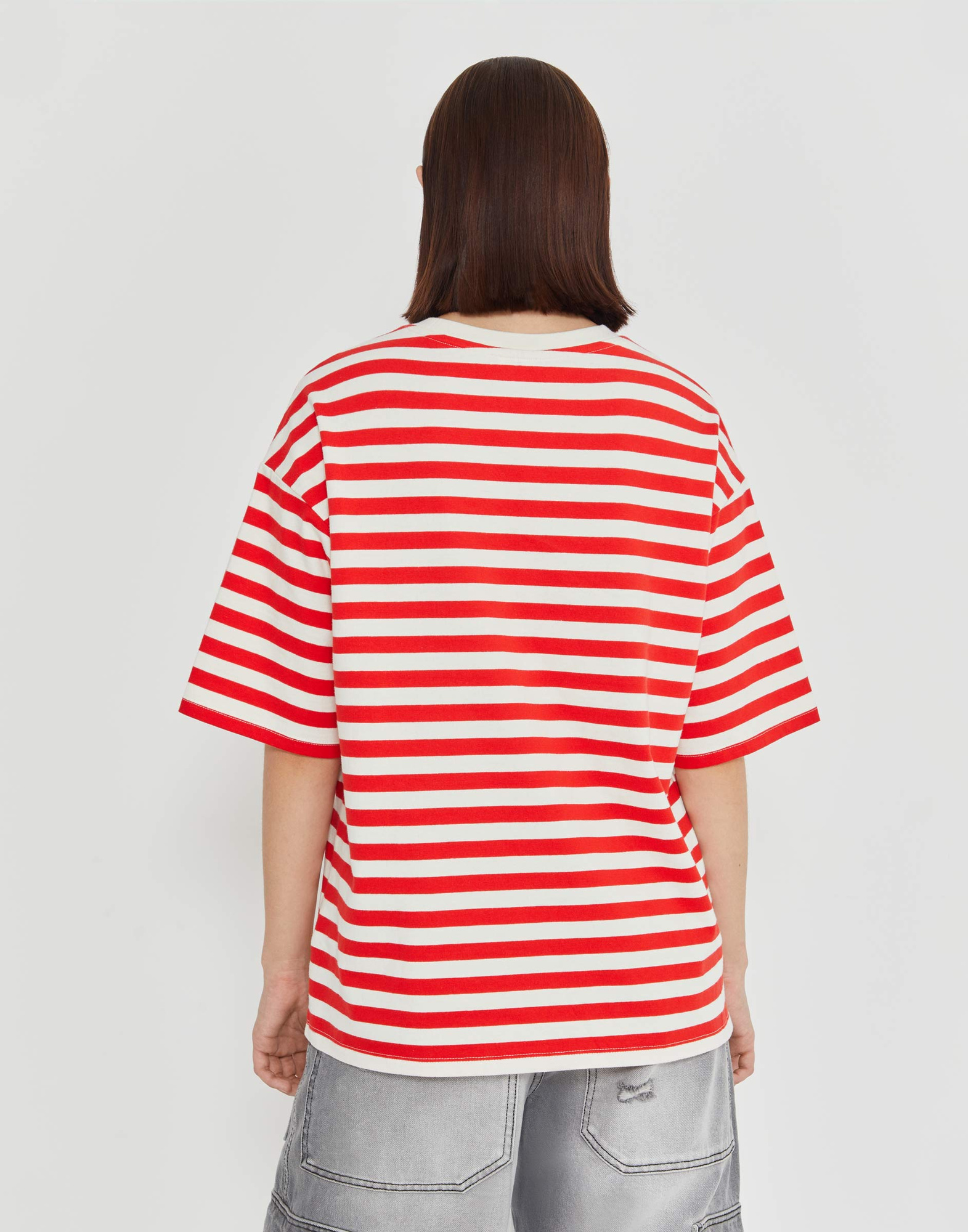 Красная футболка oversize в полоску GKT022443-2 купить по цене от 399 ...