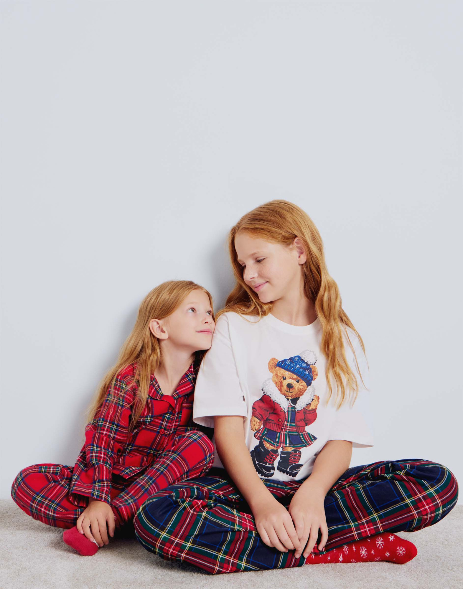 Красная клетчатая пижама oversize из фланели для девочки GSL002330-1 ...
