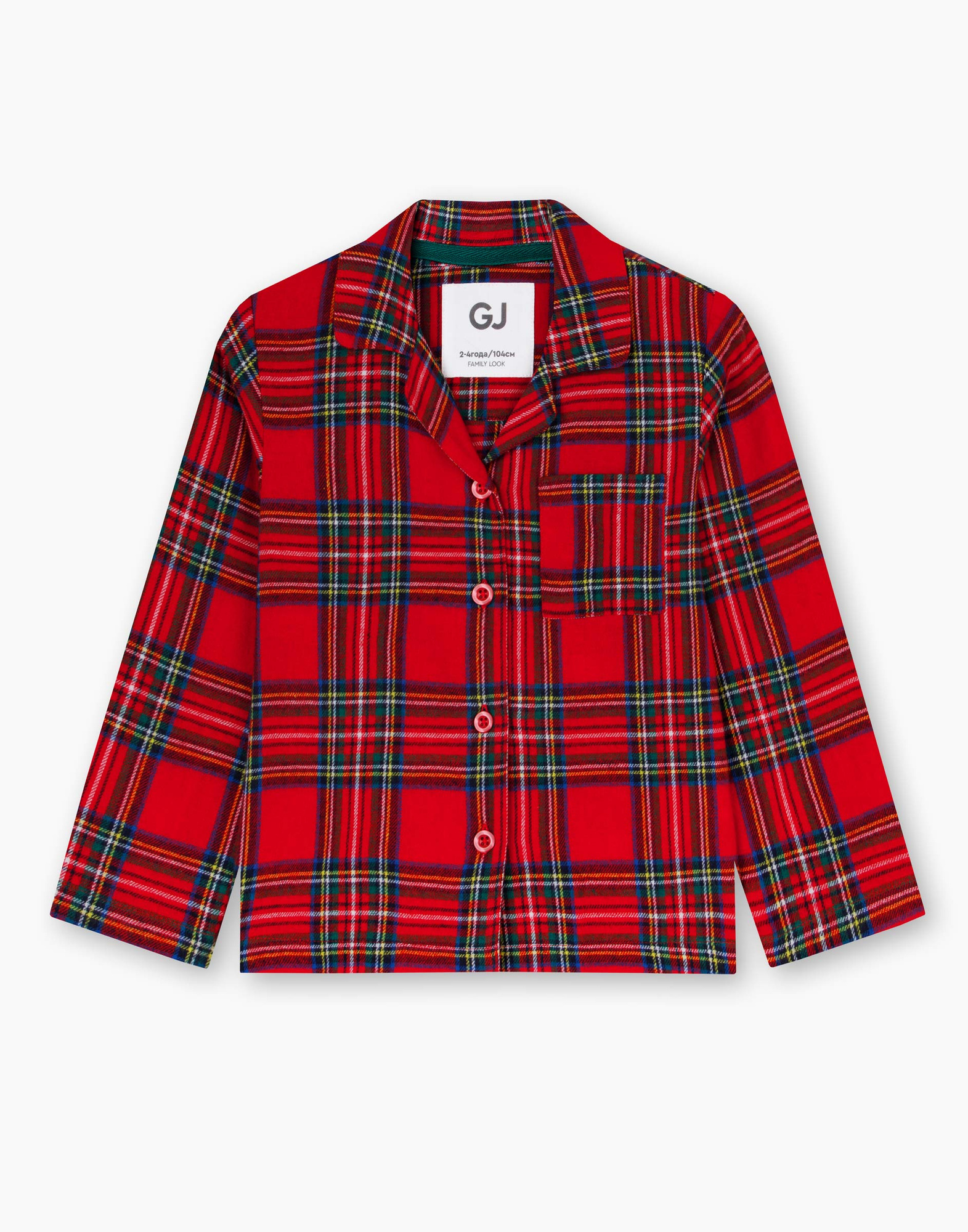 Красная клетчатая пижама oversize из фланели для девочки GSL002330-1 ...