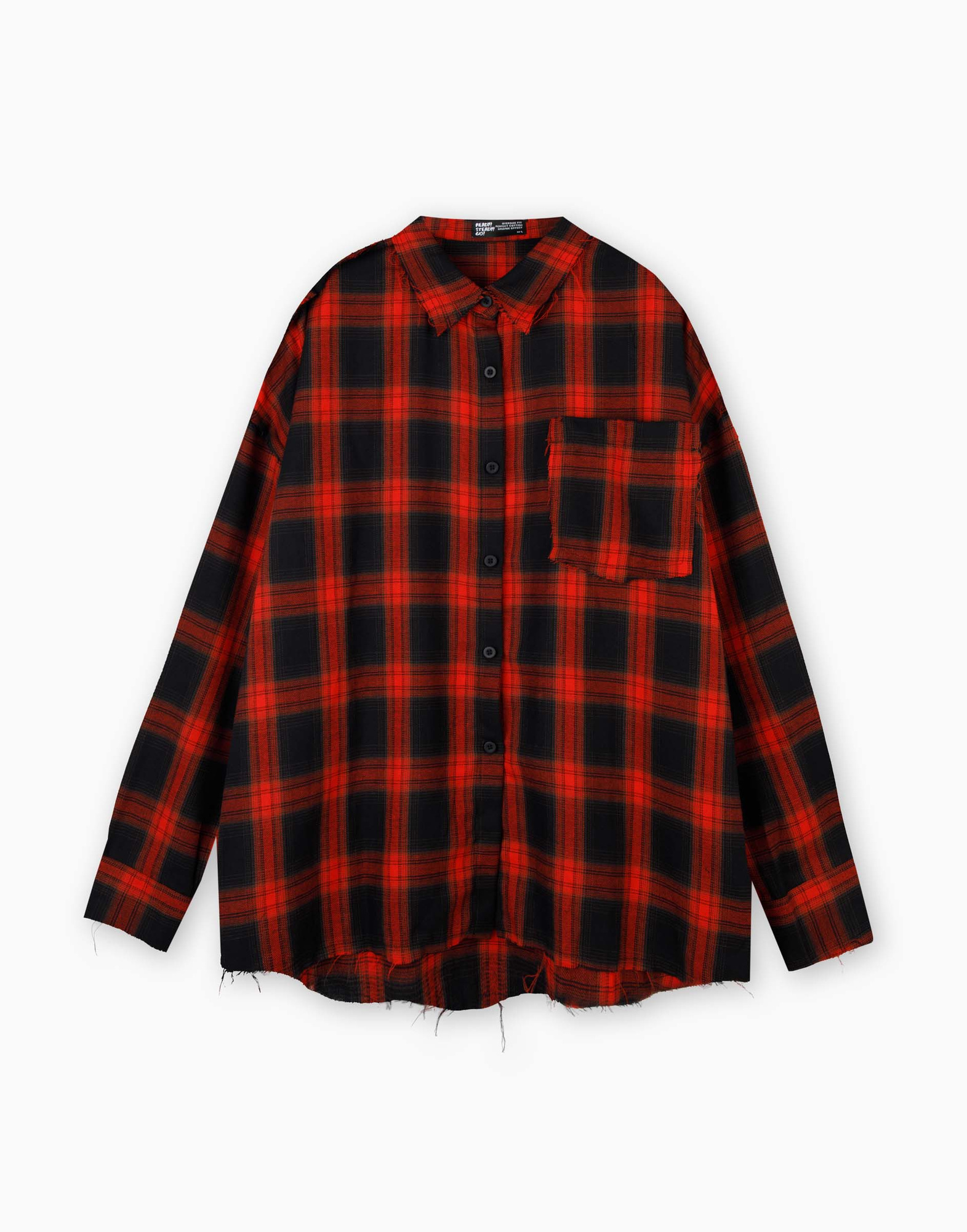 Красная клетчатая рубашка oversize с карманом GWT004071-1 купить по ...