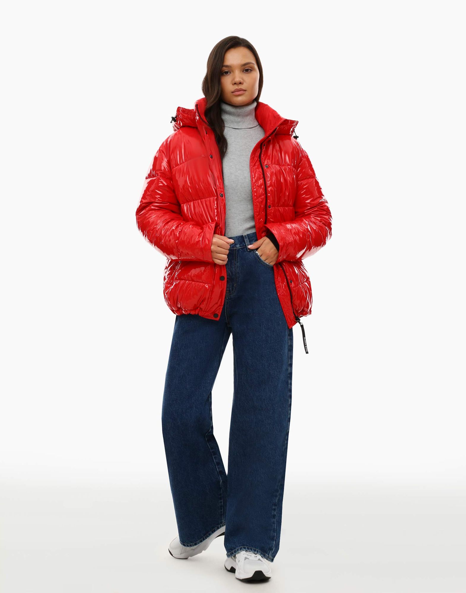 Красная oversize-куртка с синтепухом и карманами-1