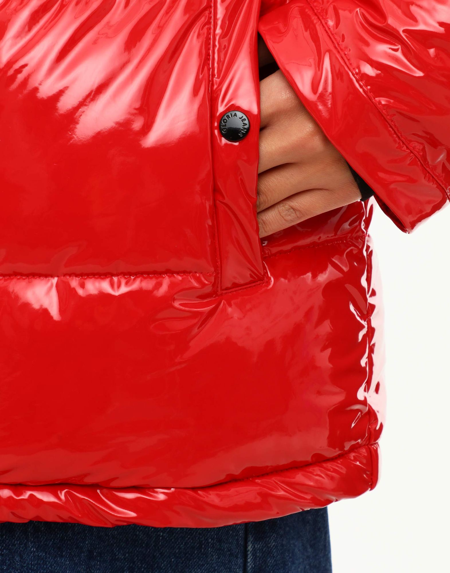 Красная oversize-куртка с синтепухом и карманами-5