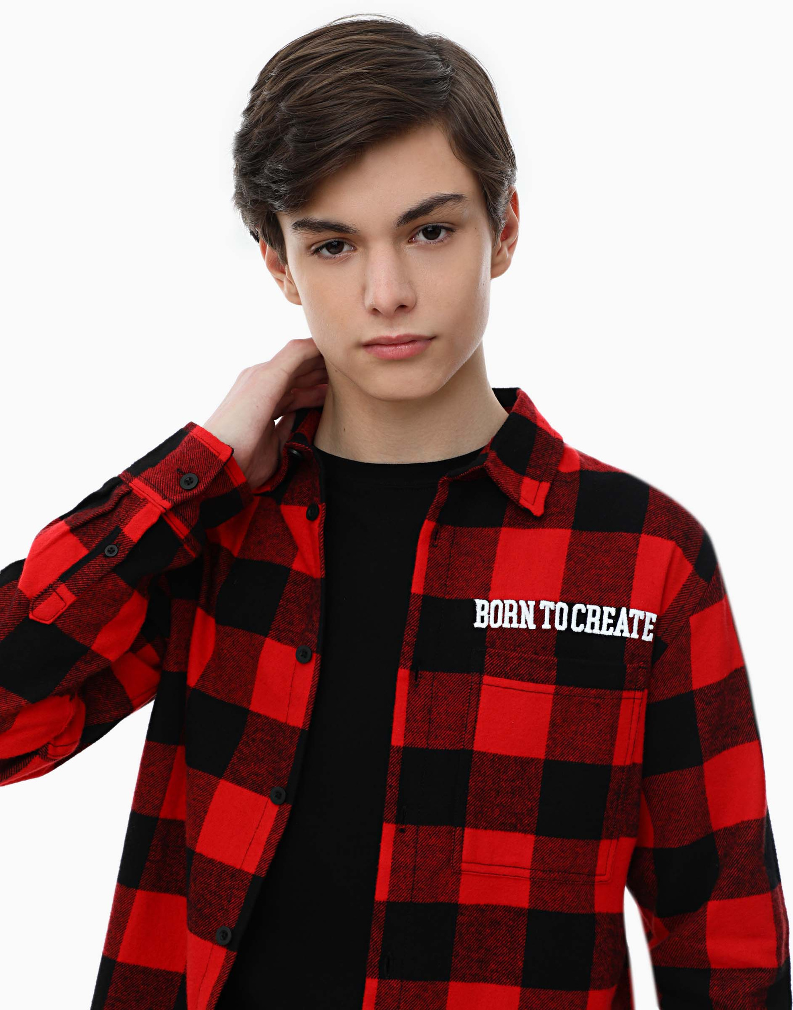 Красная рубашка Comfort из фланели в клетку для мальчика BWT001333-1 ...