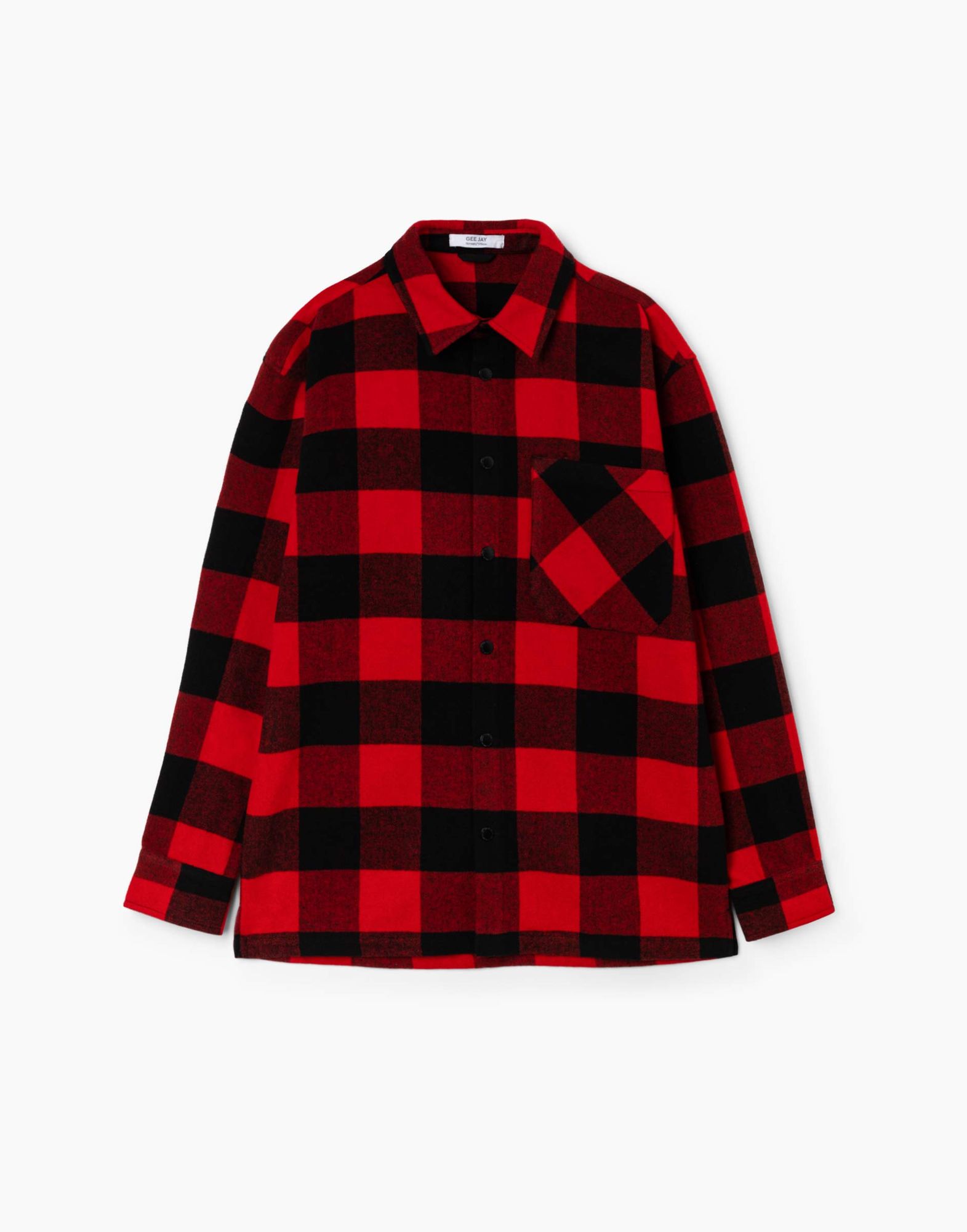 Красная рубашка oversize в клетку для мальчика-1