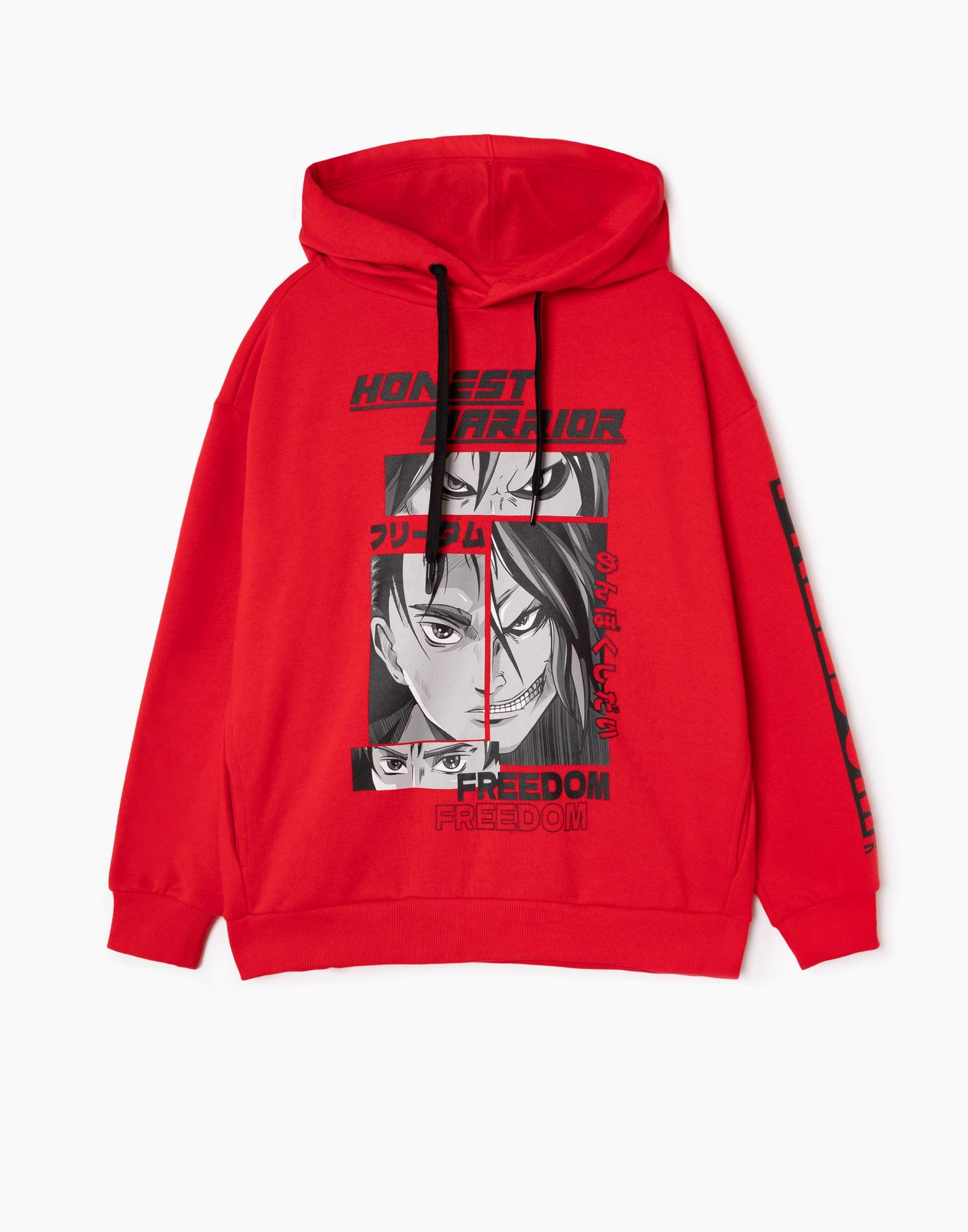 Красное худи oversize с аниме-принтом для мальчика-1