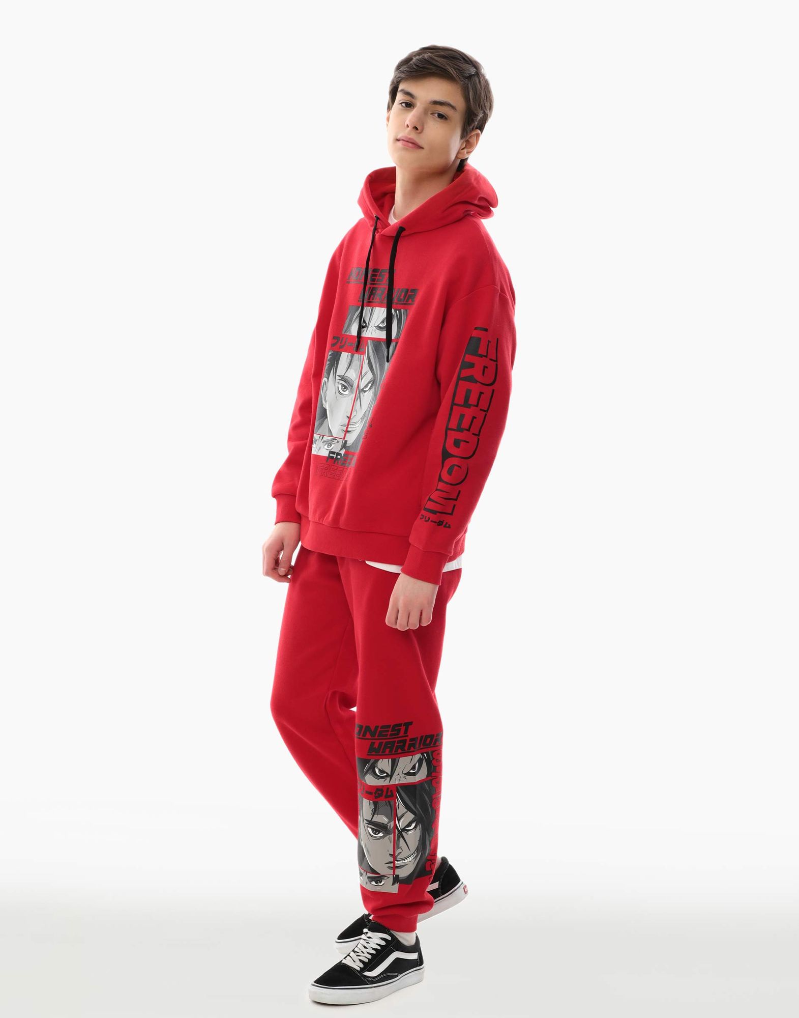Красные спортивные брюки Jogger с аниме-принтом для мальчика-0