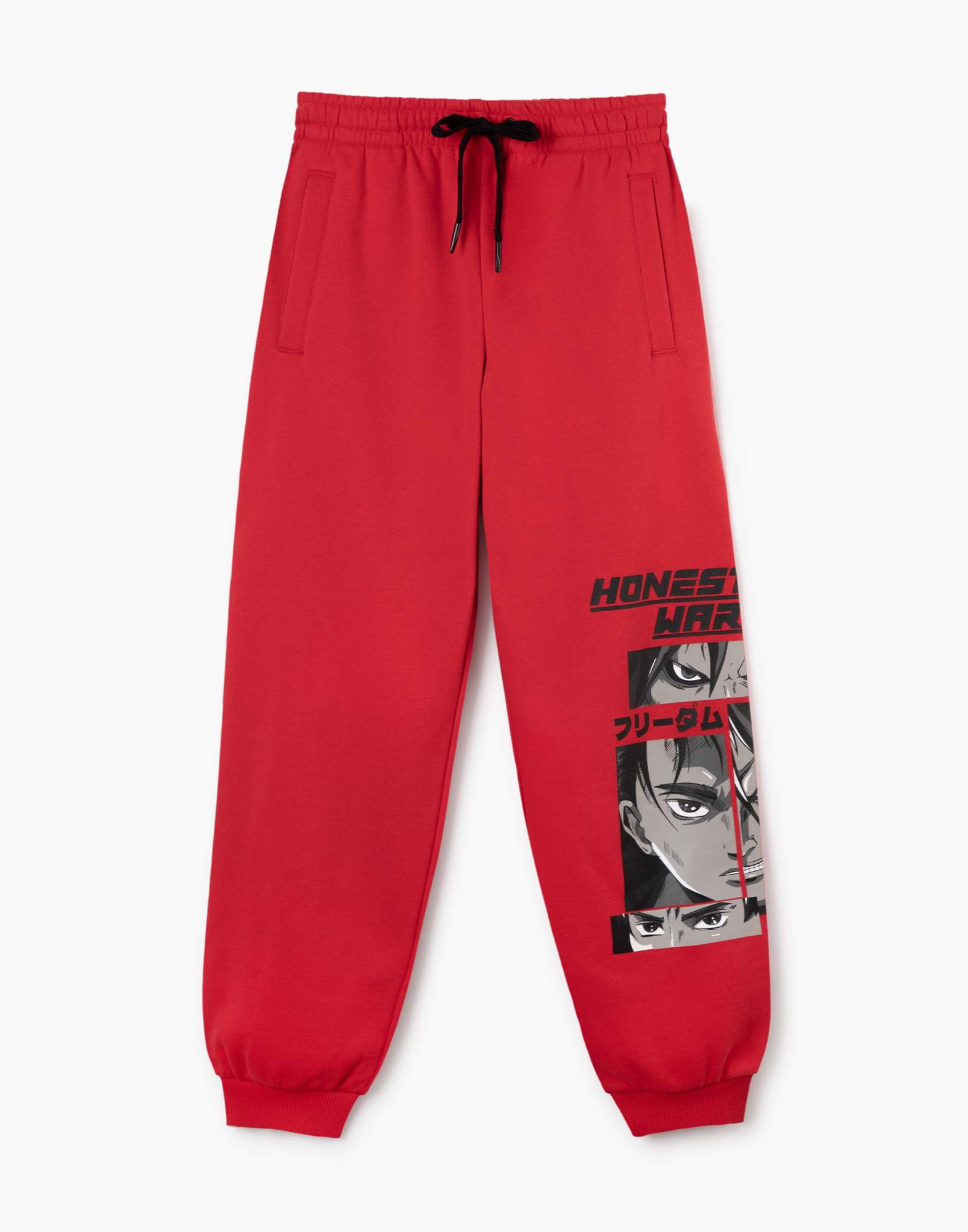 Красные спортивные брюки Jogger с аниме-принтом для мальчика-1