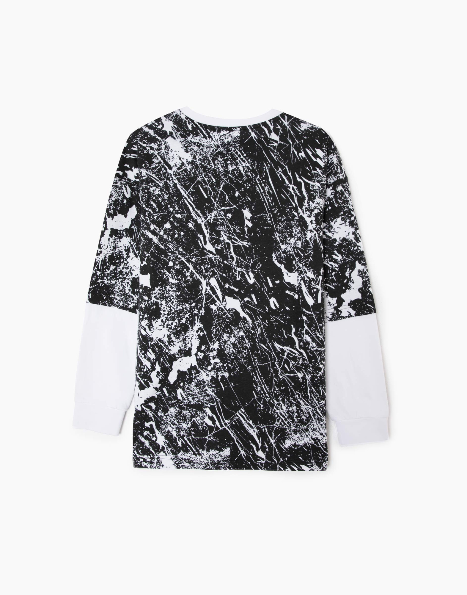Лонгслив oversize с двойным рукавом и принтом для мальчика BKT012680-1 ...