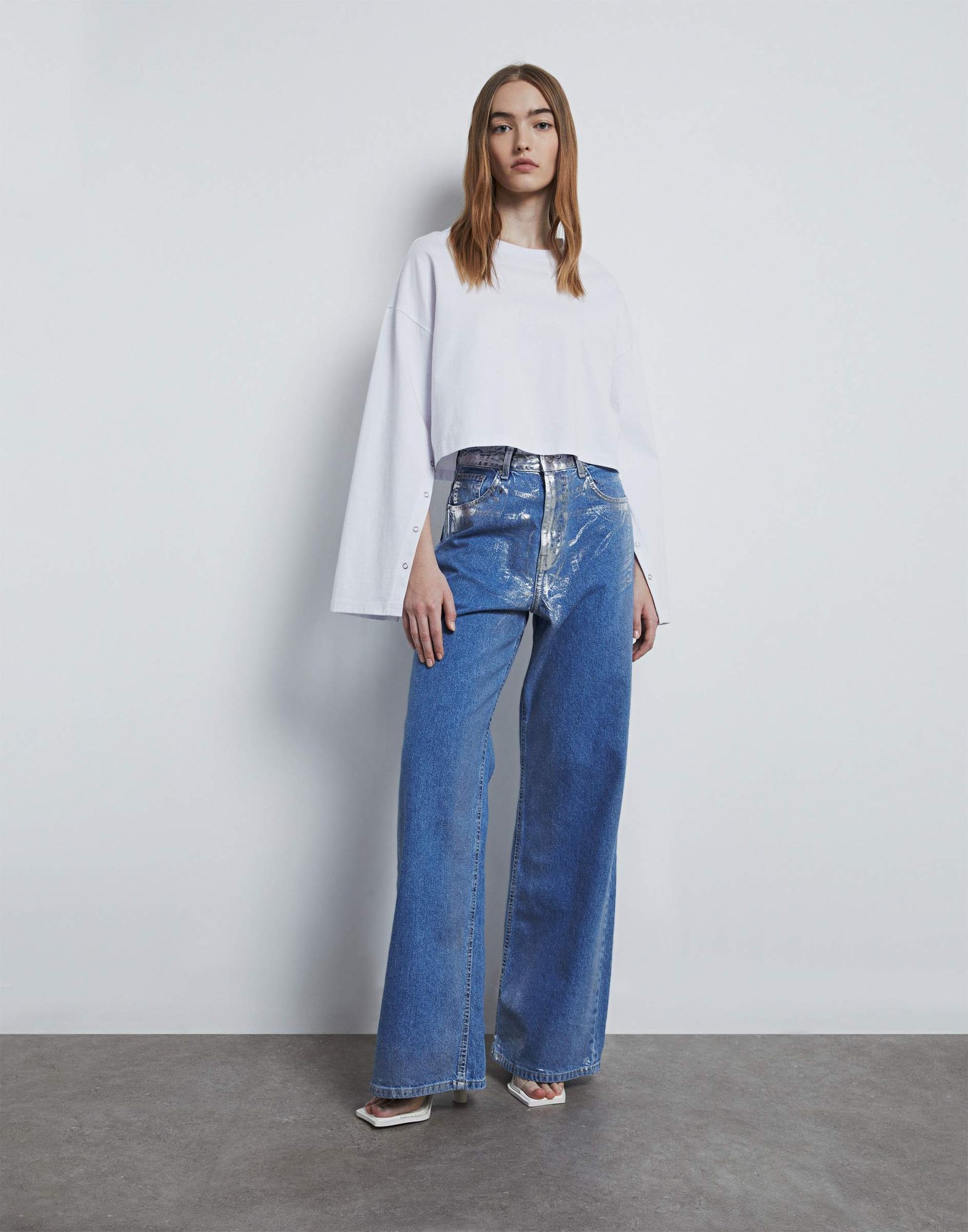 Лонгслив oversize с рукавами на кнопках GKT022102-1 купить по цене от ...