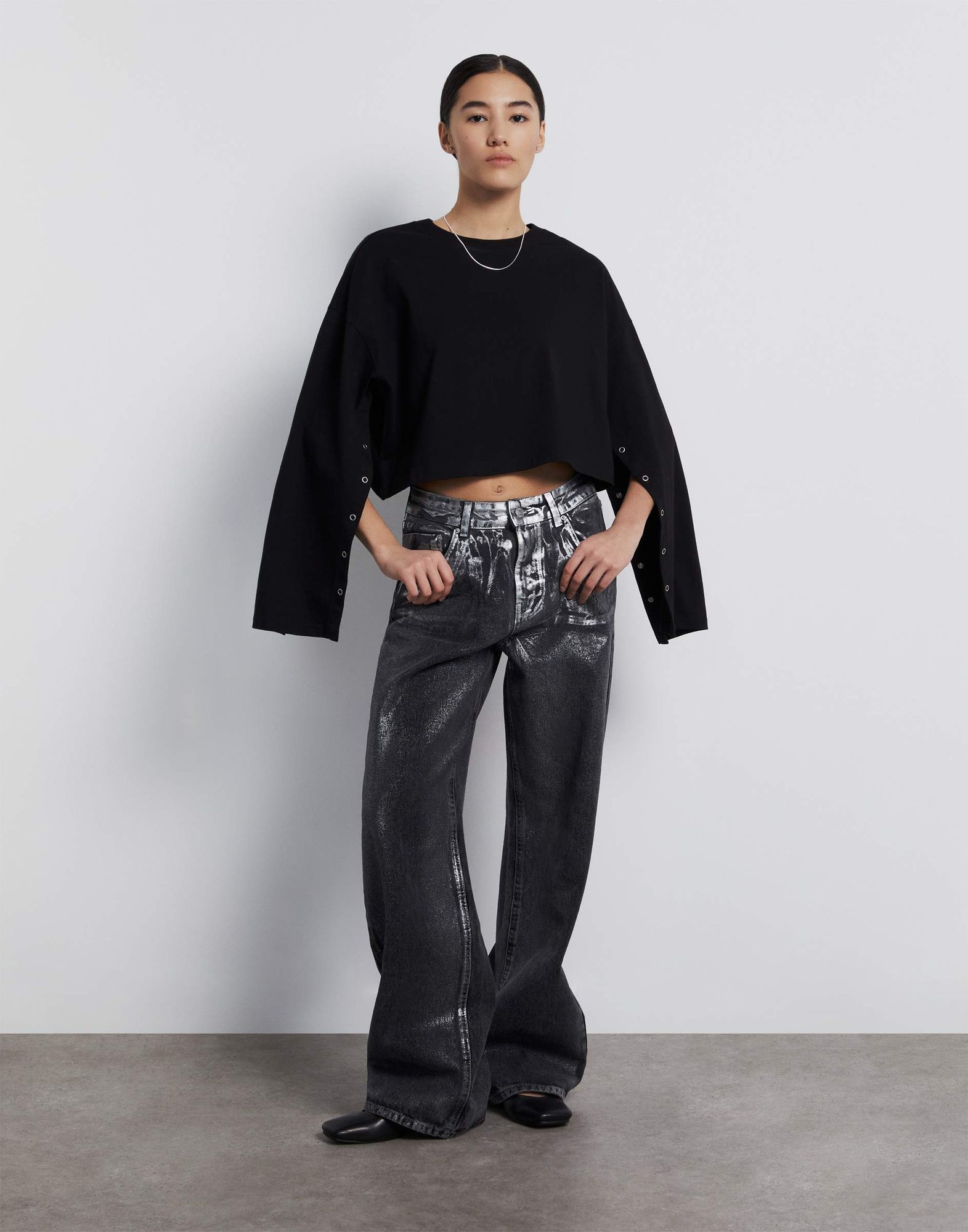 Лонгслив oversize с рукавами на кнопках GKT022102-2 купить по цене от ...