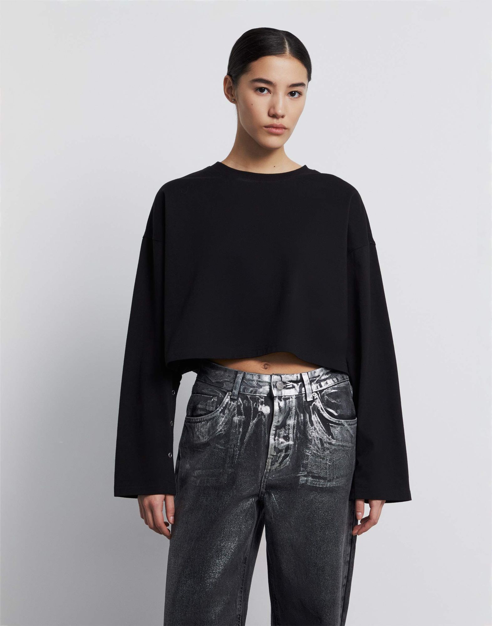 Лонгслив oversize с рукавами на кнопках GKT022102-2 купить по цене от ...