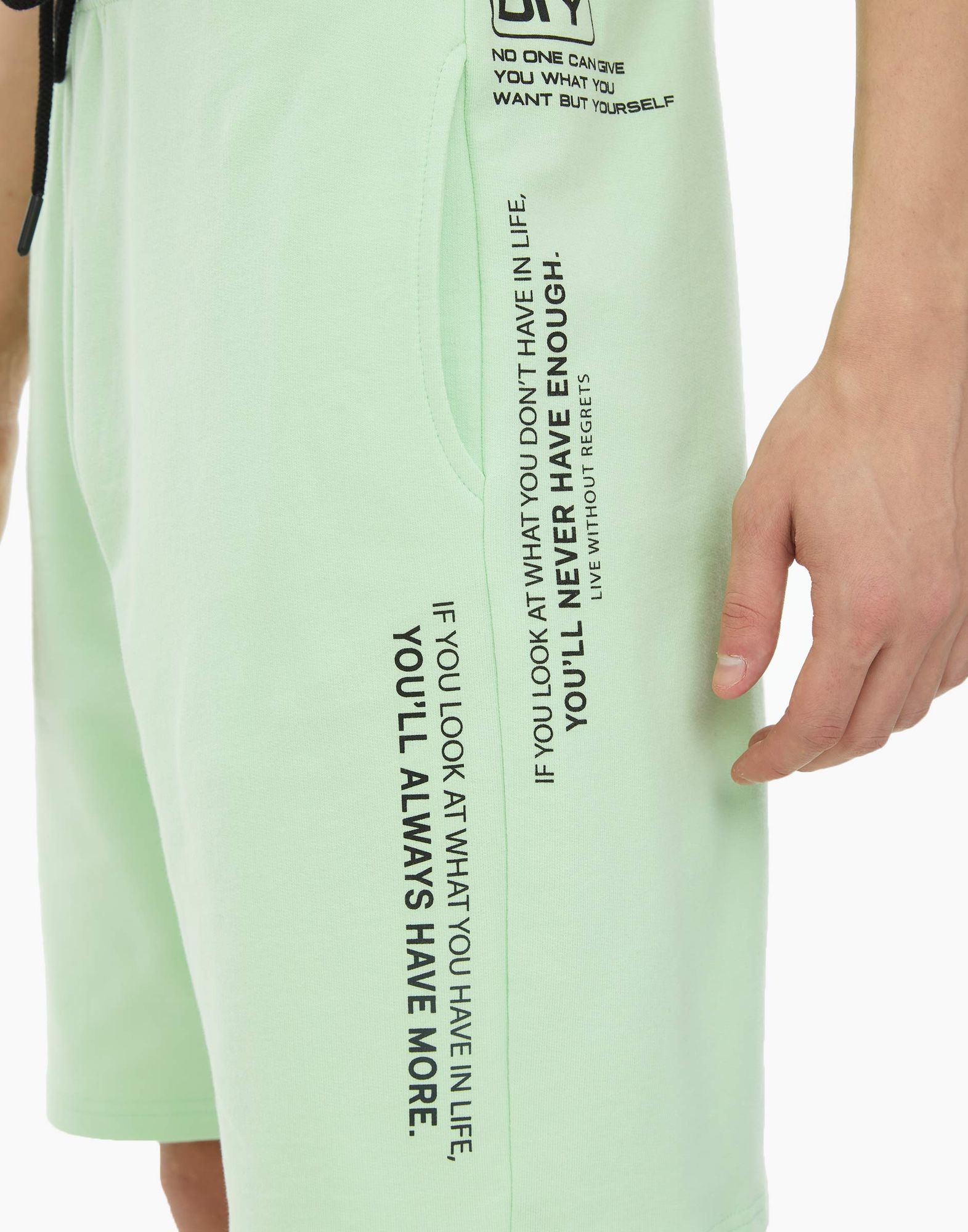Мятные спортивные шорты Comfort с надписями мужские-3