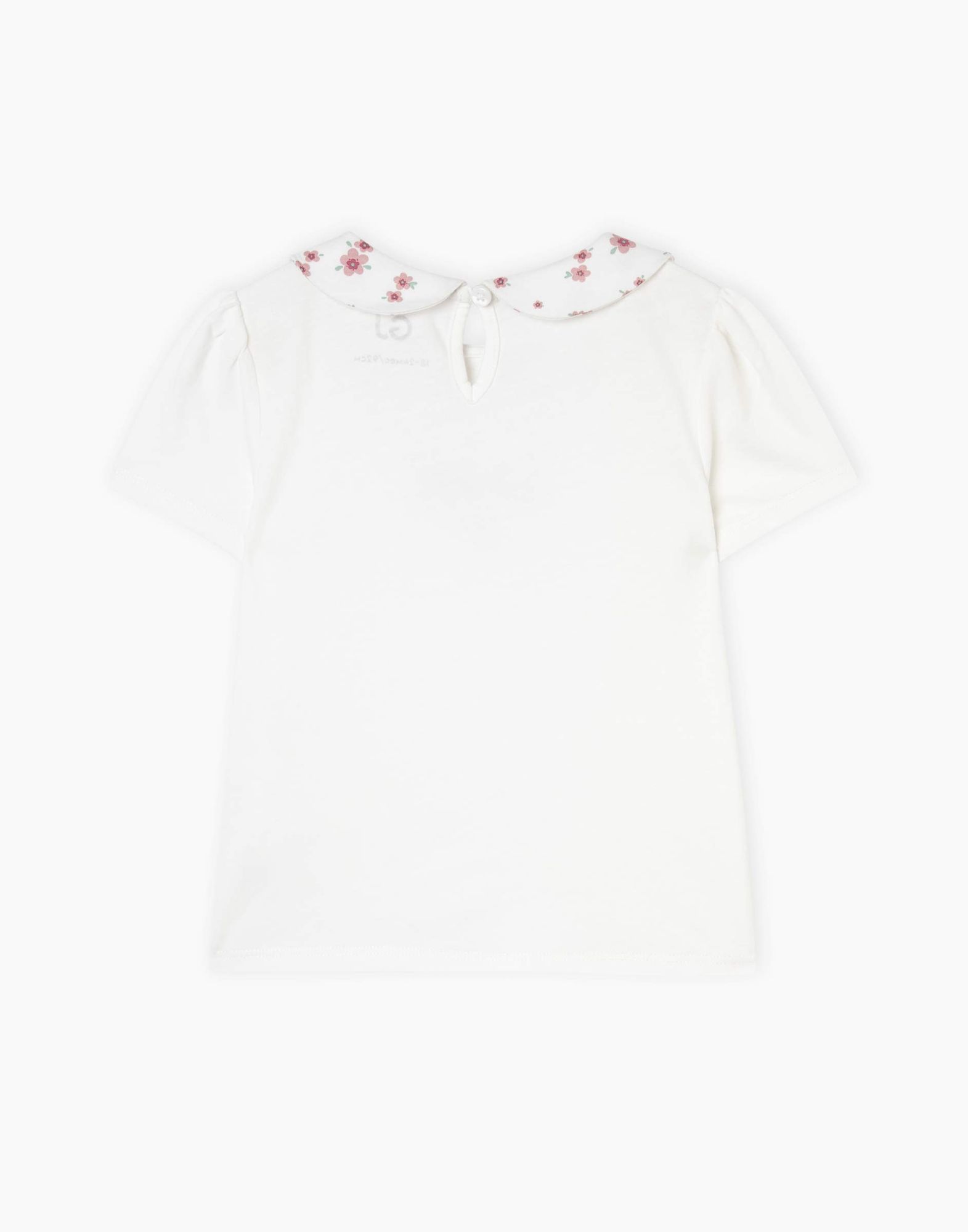Молочная футболка с воротником и вышивкой для девочки-1