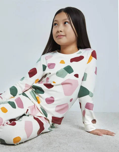 Молочная пижама с принтом для девочки-0