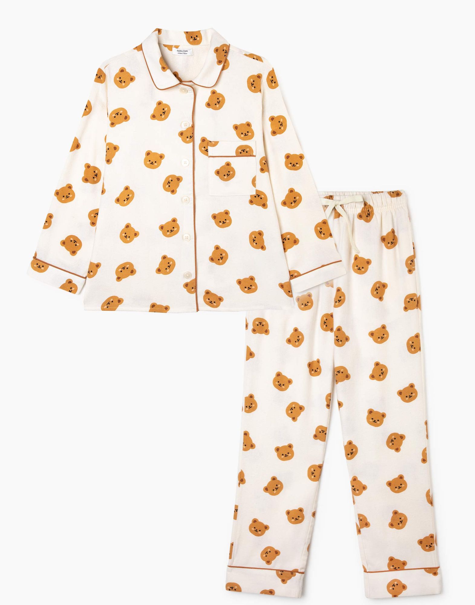 Молочная пижама с тотал-принтом для девочки-2