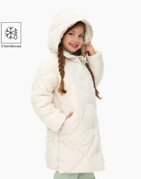 Молочная утеплённая куртка для девочки-0