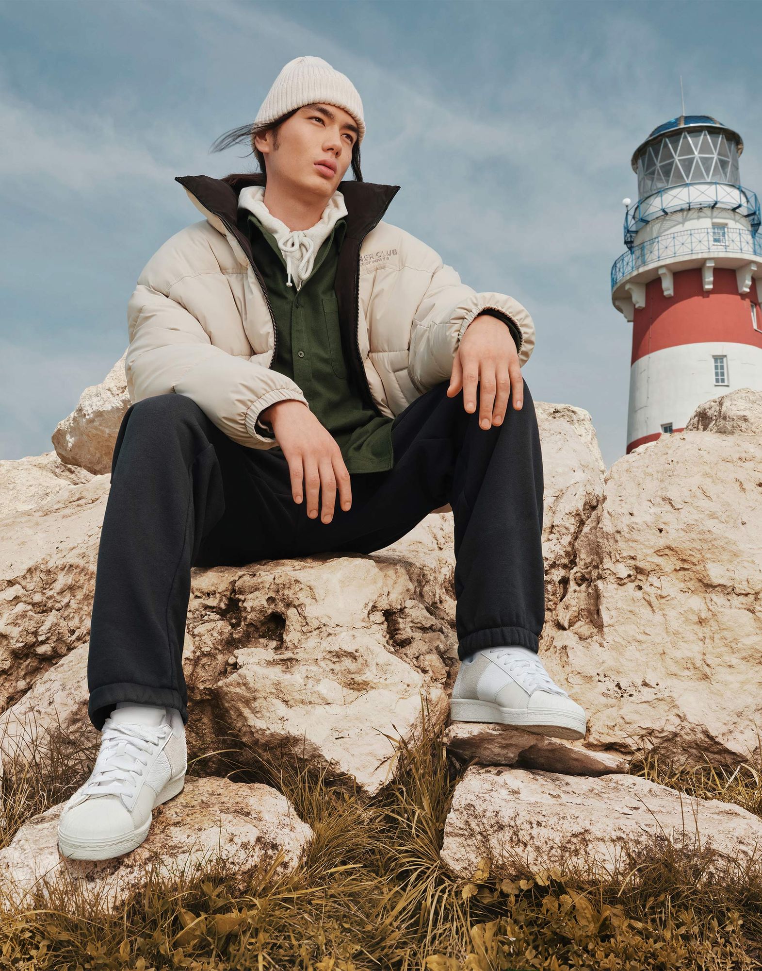 Молочная утеплённая oversize-куртка с синтепухом-0